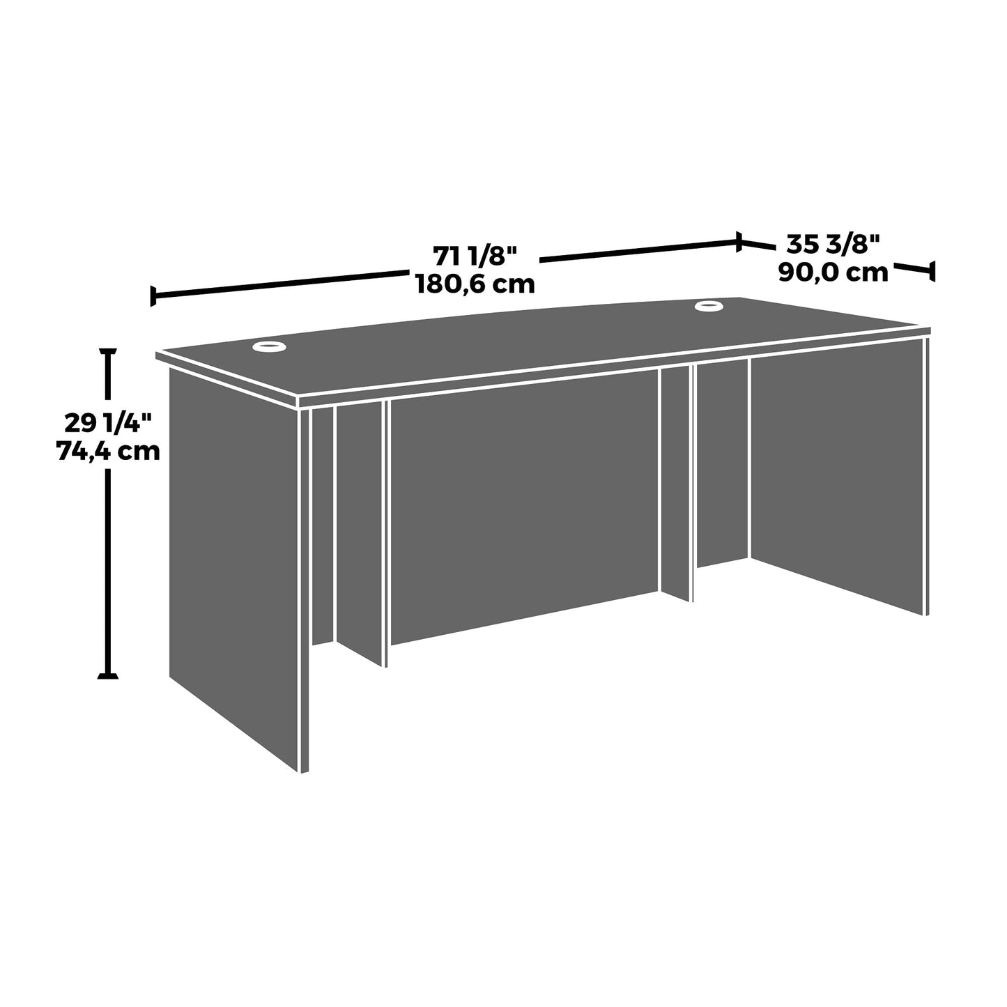 OfficeWorks by Sauder Affirm 72" Bowfront Commercial Exec Desk, Classic Cherry Finish