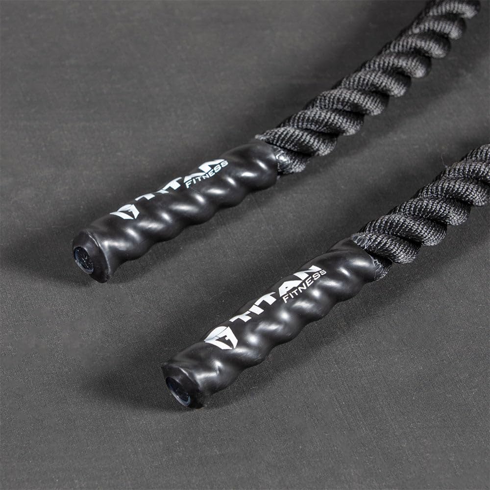 Titan Fitness Battle Rope 50ft x 1.5in, Poly Dacron Heavy Rope for Home Gym Conditioning Workouts, Cross-Train, Strength Training Exercises
