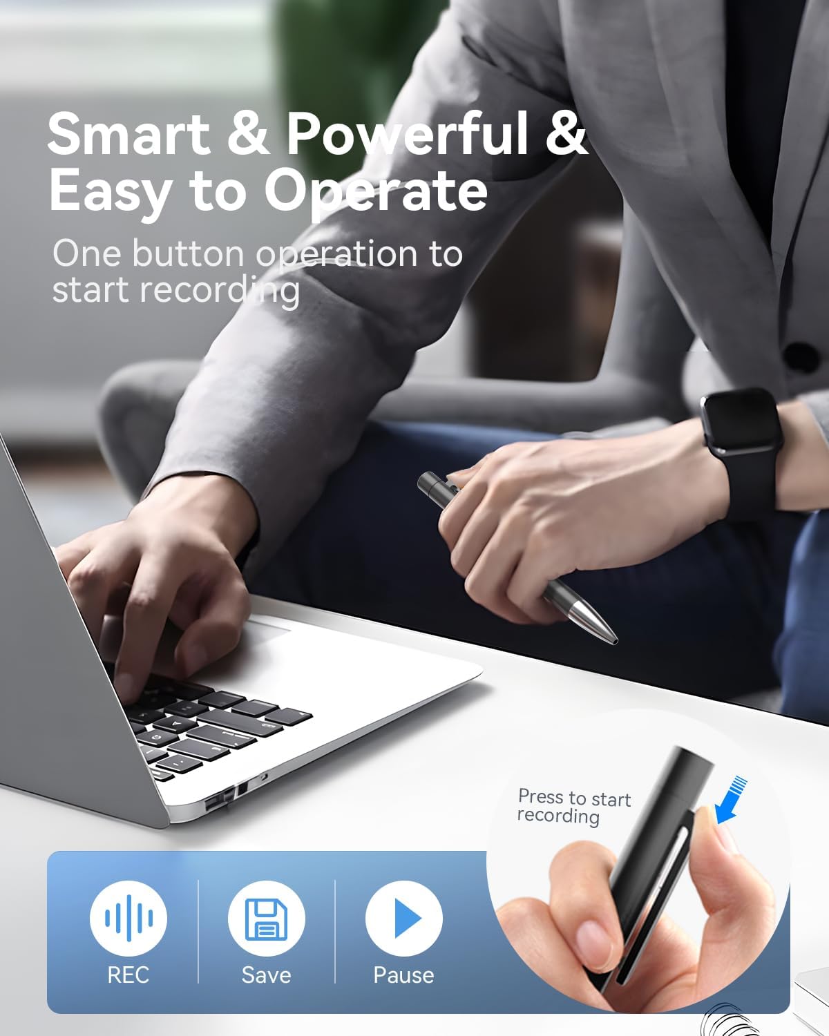 EAKKOR 64GB Digital Voice Recorder, Recording Device with Noise Reduction, Voice Activated Tap Recorder