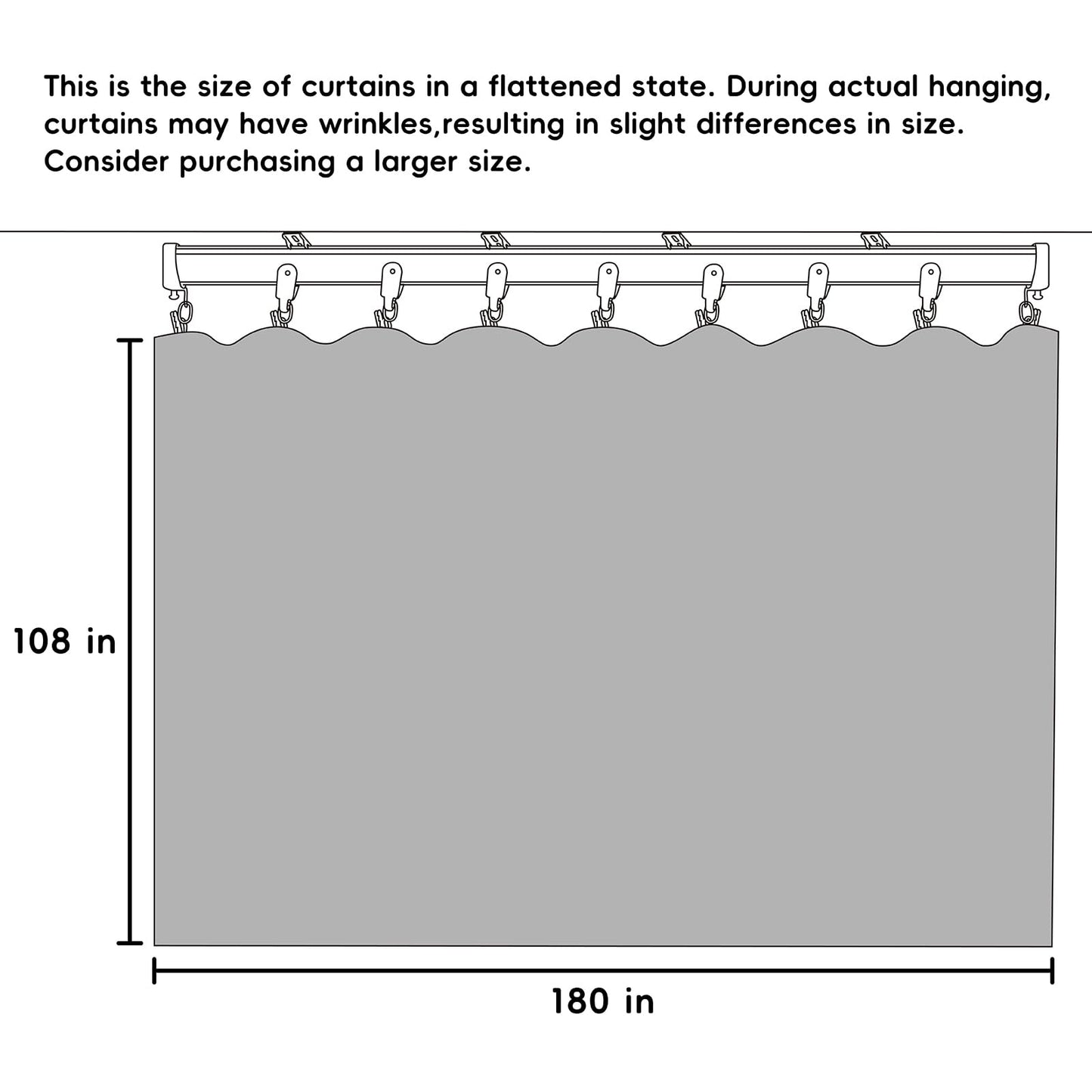 Room Divider Curtains Flexible Ceiling Tracks set Curtain track Ceiling Mount Blackout Curtain for Living Room Bedroom Ceiling Curtain Rod Privacy Dividers Panel W180xH108 Light Grey Drape&Black rail
