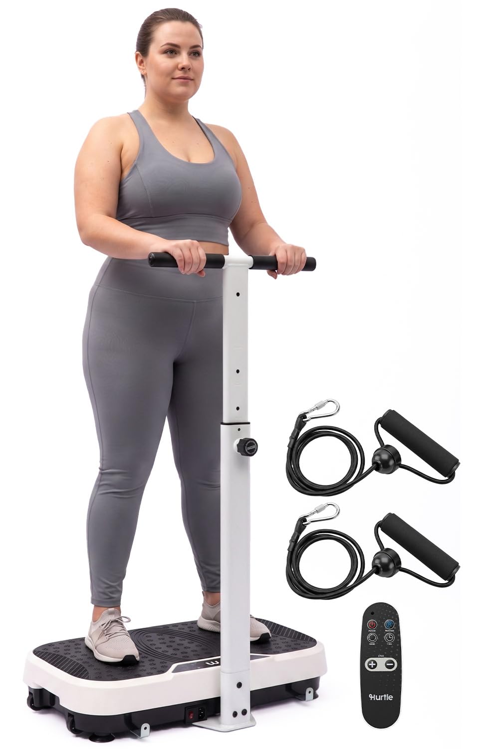 Hurtle Vibration Plate Exercise Machine, Portable Vibration Plate with Handles and 1-99 Speed Levels, 10 Preset Programs, Quiet Low-Impact Home Fitness Platform with Remote Control, White