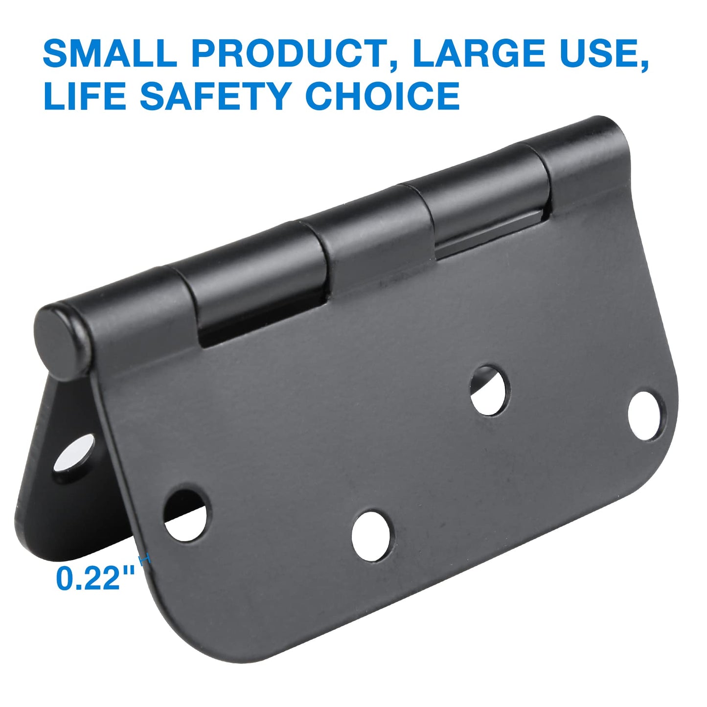 3 Pack Black Door Hinges Matte Black 4 Inch 5/8" Radius Hinges for Doors 4 Inch Exterior/Interior Door Hinge Rounded Gate House Front Door Hinges Standard Residential Heavy Duty Door Hardware