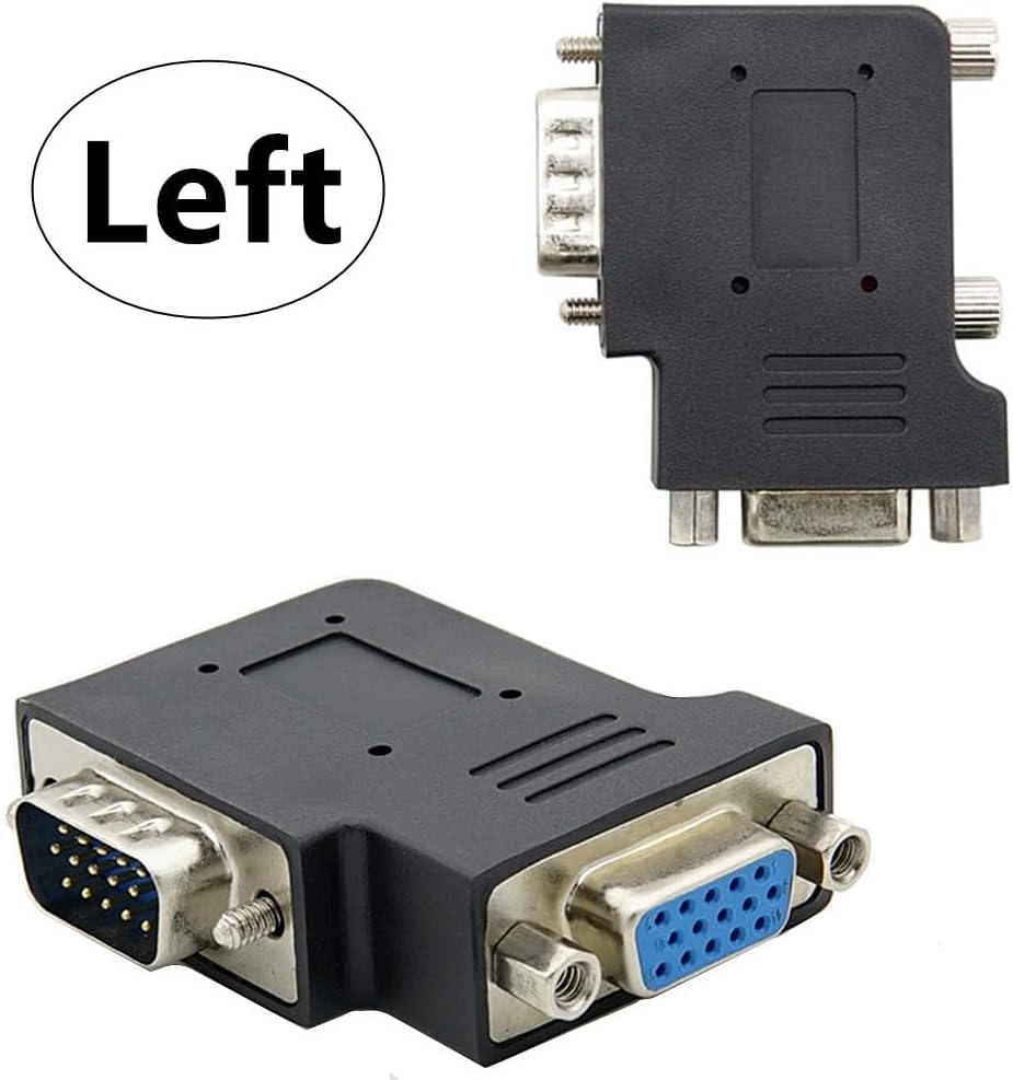 chenyang HDB15Pin 90 VGA Connectors,VGA SVGA D-Sub Male to Female Degree Left Angled Gender Changer Video Graphics