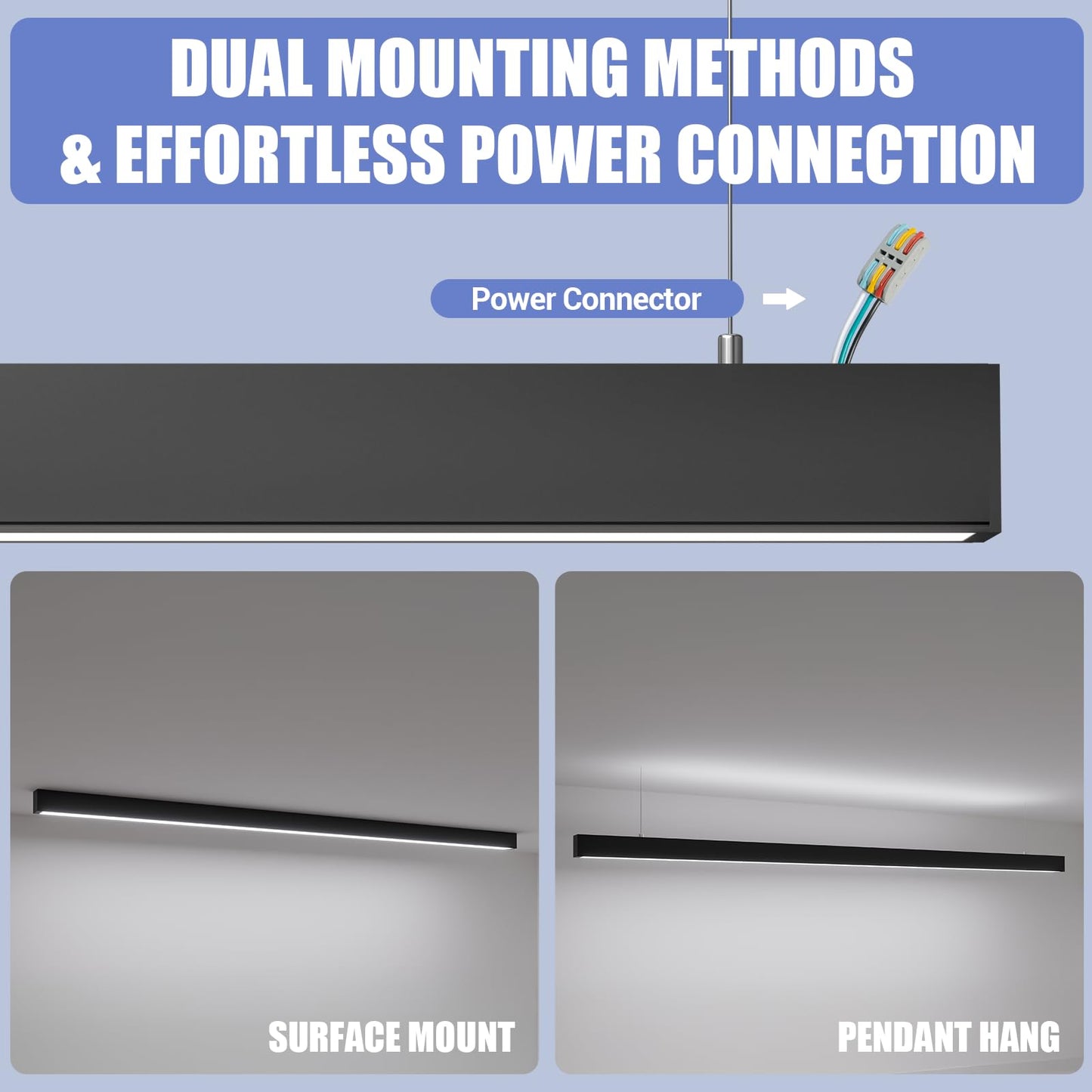 8FT LED Linear Lights 100/90/80/70/60W Up and Down Light, 3000K/4000K/5000K 8 Feet Commercial Linkable Shop Lighting for Office Garage Shop Dining Room bar, 0-10V Dimmable 8’ Architectural Fixture,ETL