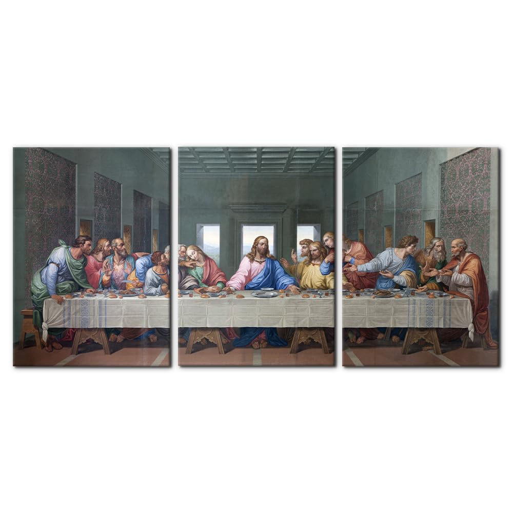 Pacimo 3 Pieces Classic Canvas Wall Art Prints The Last Supper Painting Prints on Canvas Jesus Modern Artwork Giclee Gallery Wrap Wall Decor Stretched and Framed Ready to Hang- 20"x28"x3