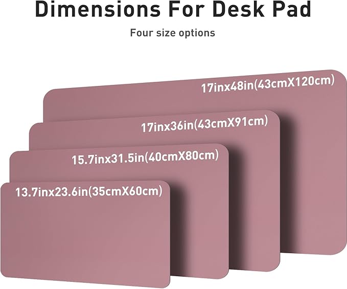 Leather Desk Pad Protector,Mouse Pad,Office Desk Mat,Non-Slip PU Leather Desk Blotter,Laptop Desk Pad,Waterproof Desk Writing Pad for Office and Home (Dark Pink,23.6" x 13.7")