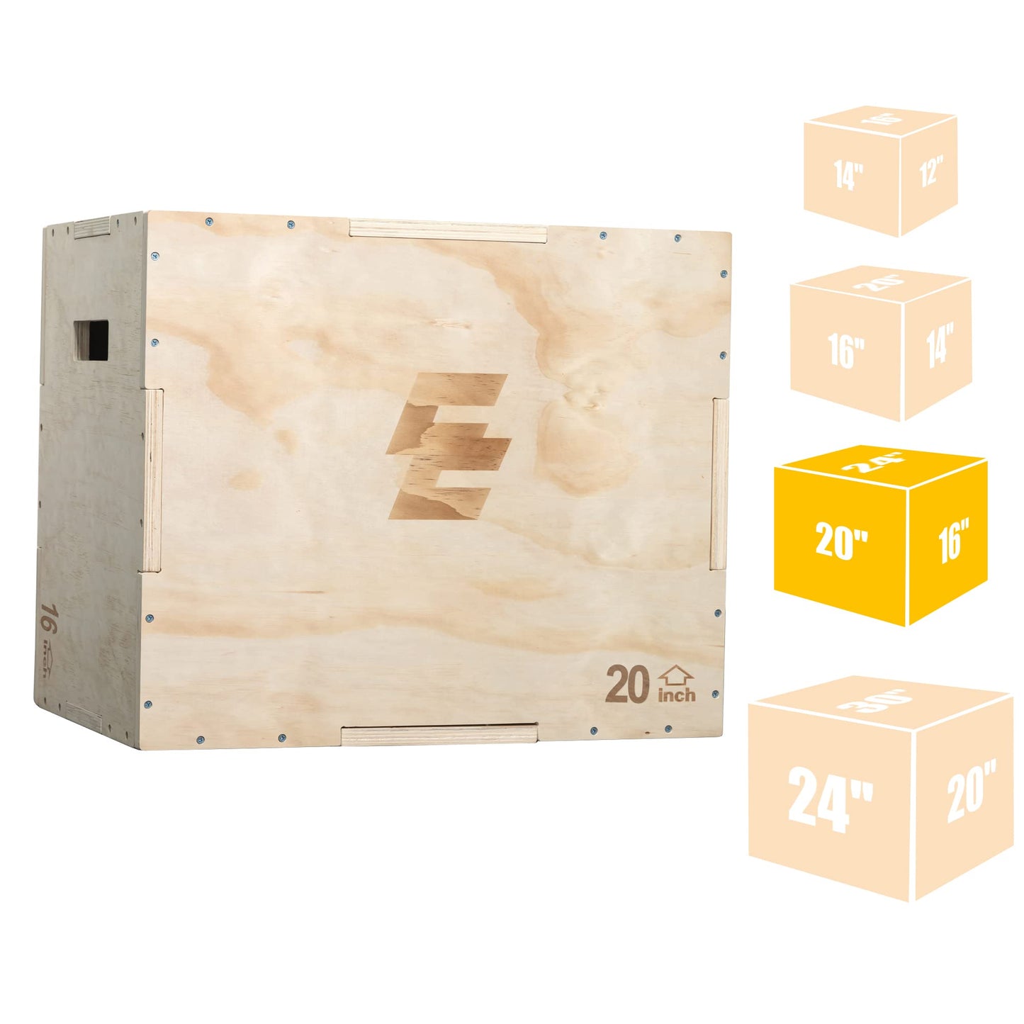 Holleyweb 3 in 1 Wood Plyo Box, Jump Box Plyometric Non-Slip for Skipping, Jumping,Box Jumps, Squats, Step-Ups, Dips, Rounded Corners for Safety (A-YD05003-USAM028)