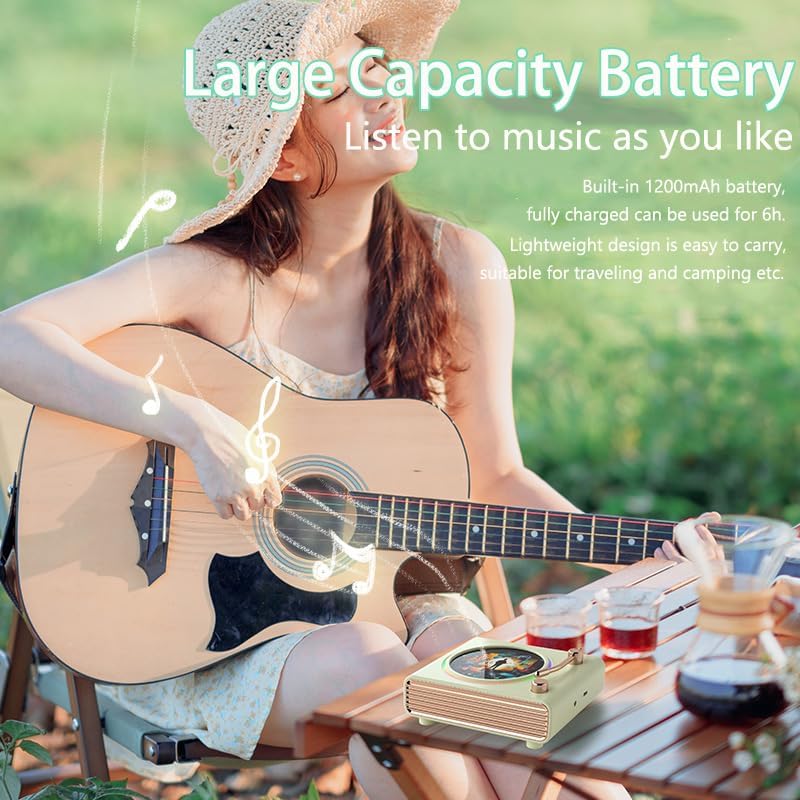 Strackvial Retro Bluetooth Speaker, Wireless Speakers with Bluetooth Desktop Music Player, Portable Record Player