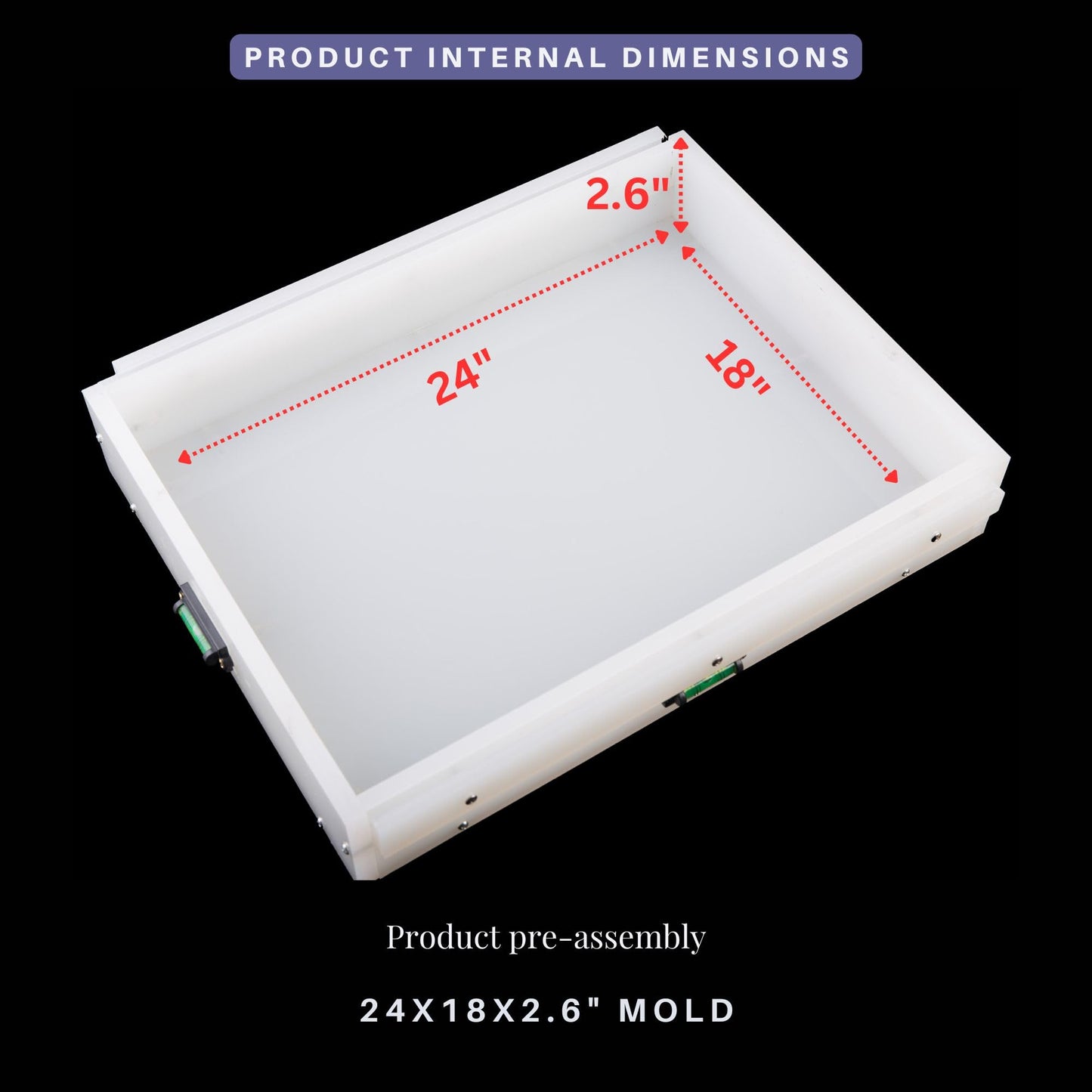 Kalinta Epoxy Mold with Divider, Kalinta 24x 18x 2.6inch Reusable Large Rectangle Epoxy Resin Form Integrated Clamping System for Table,Cutting Board