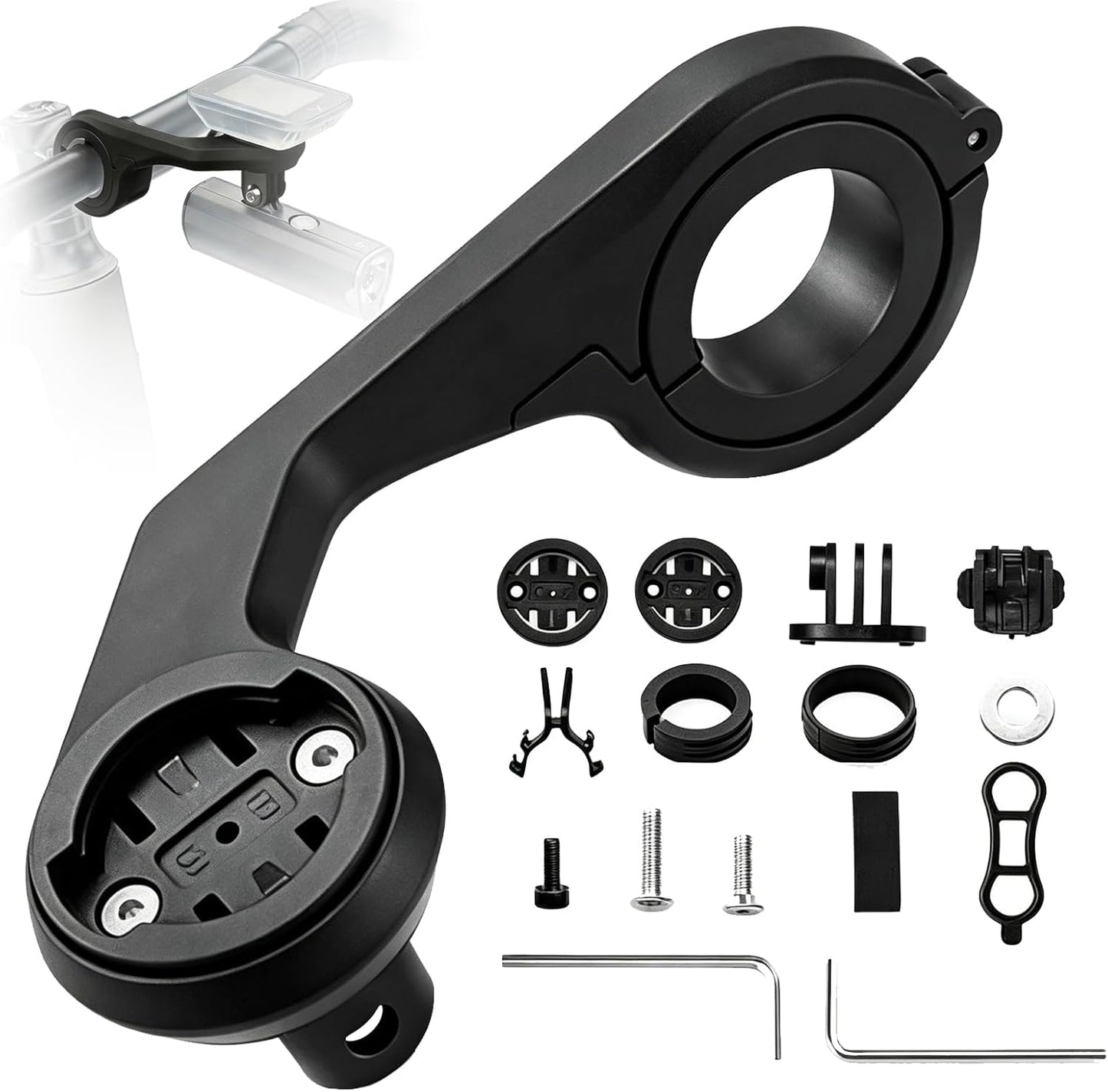 LONLEEYU 22-33MM Bike Computer Mount, Cycling Out Front Bike Mount Designed for All Cycling Computer, Garmin Edge GPS