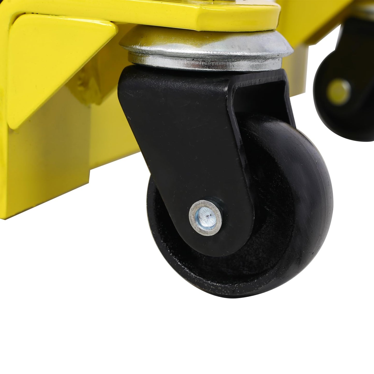 SPOFLYINN Hydraulic Motorcycle Lift Jack Foot-Operated Motorcycle Lift Table with 4 Wheels 1500 LBS Capacity 4.5" - 15" Lifting Range Yellow