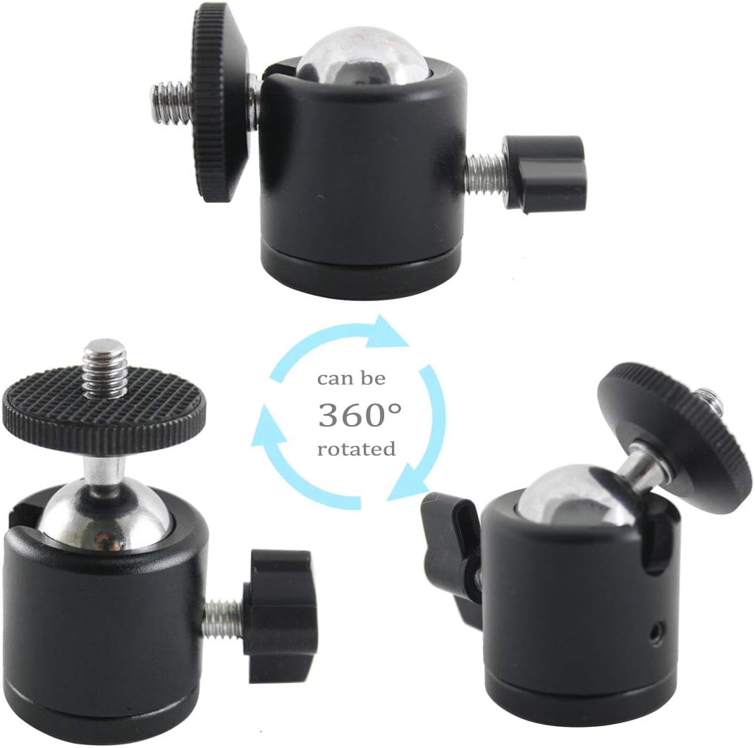 EXMAX 360 1/4 2 Pack Degree Swivel Mini Tripod Ball Head with Screw Thread Base for DSLR Camera Camcorder LED Light