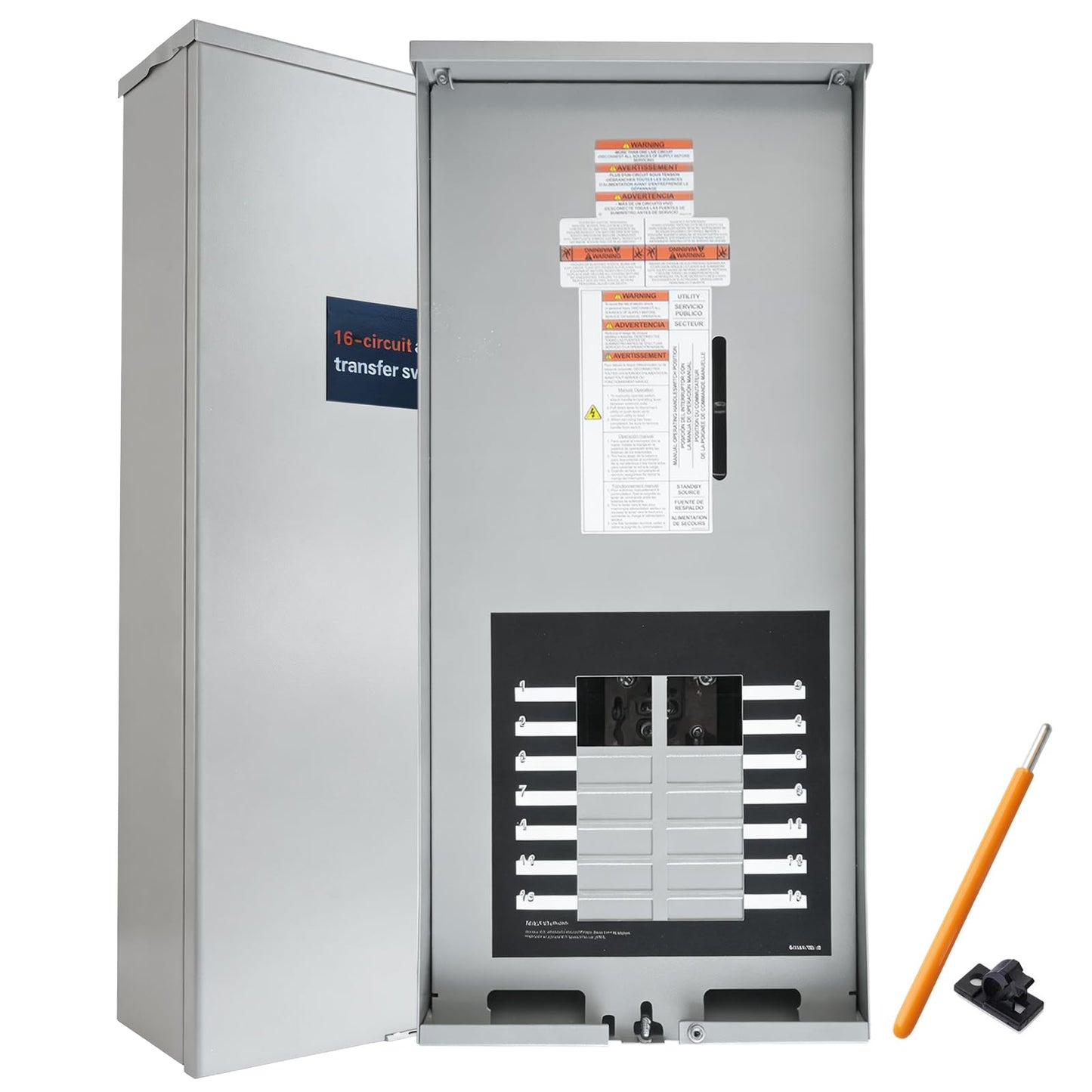 100 Amp Automatic Transfer Switch for Generac RXG16EZA3, 16-Circuit ATS with NEMA 3R Aluminum Enclosure & Integrated Load Center, Indoor Outdoor Use for Essential Circuit Backup