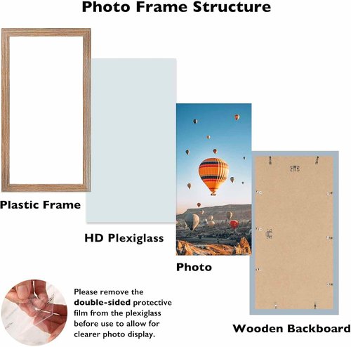 JCJMY 8x17 Rustic Brown Picture Frame - Versatile Wall Hanging for Horizontal & Vertical Photos