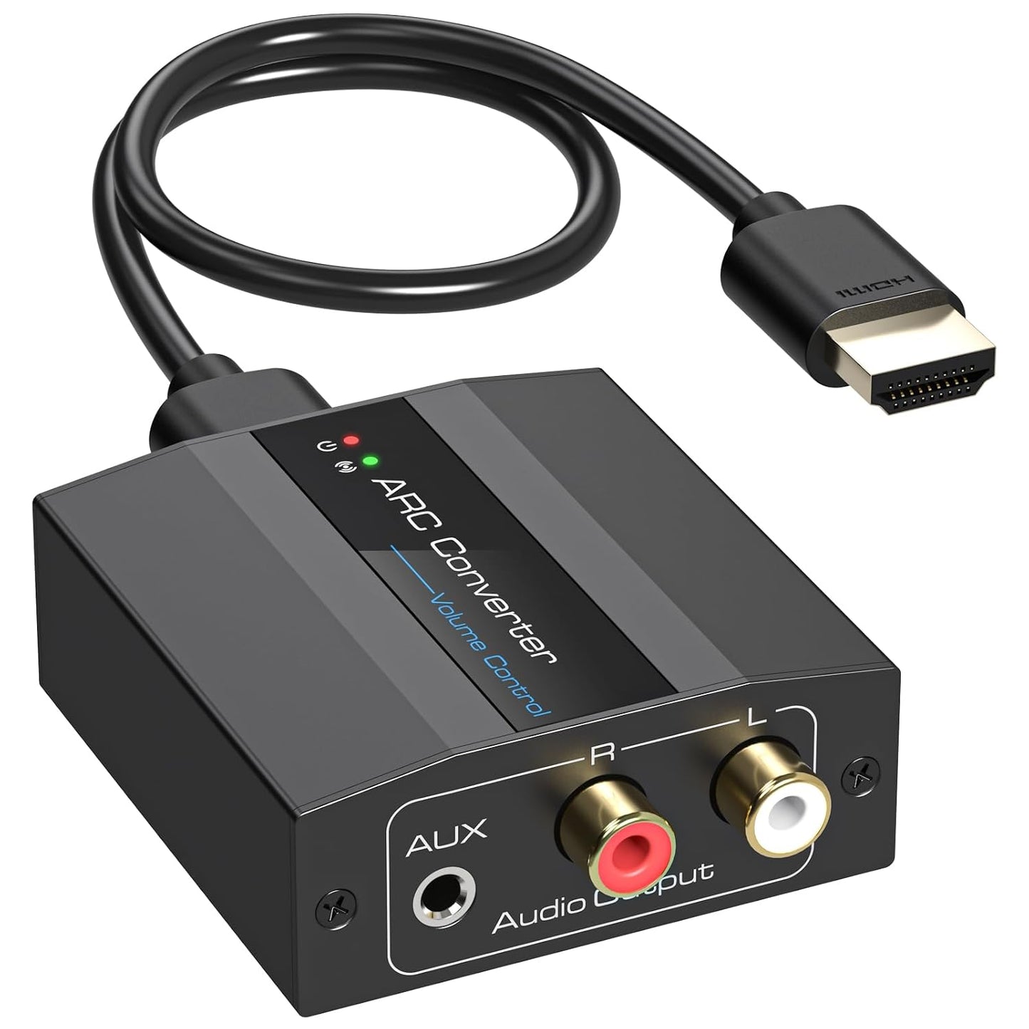 4K60Hz 3.5mm HDMI ARC Adapter HDMI ARC Audio Extractor with and L R Stereo Audio for HDTV Soundbar Speaker Amplifier