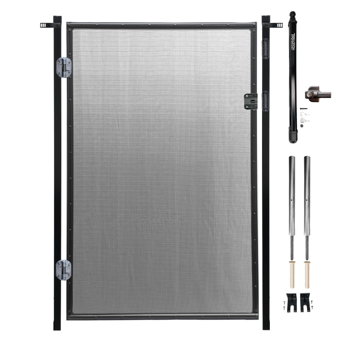 Pool Fence Gate Kit : 4-Foot Black, Self-Closing, Lockable & Ready to Install, Complete DIY Safety Fence Gate