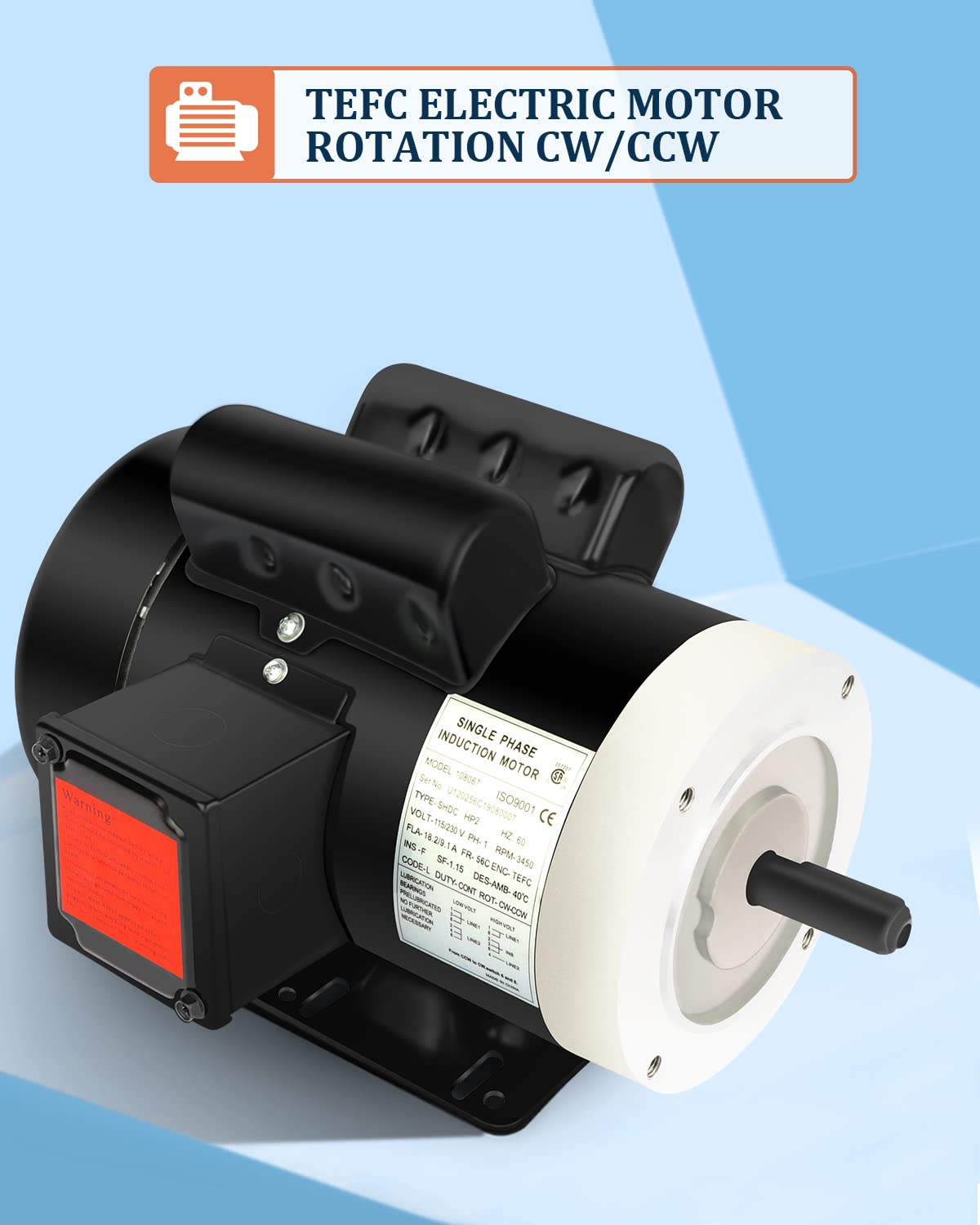 2HP General Electric Motor 3450 RPM, Single Phase, 56C Frame,115V/230V, 5/8" Shaft Diameter Rolled Steel Shell Air Compressor 60HZ