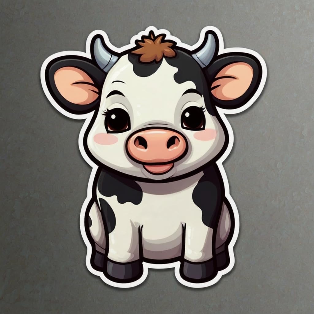 Acatalepsy Sticker 2in, 29) Cute Dairy Cow Stickers for Water Bottle Waterproof Vinyl Kawaii Animal Stickers for Laptop
