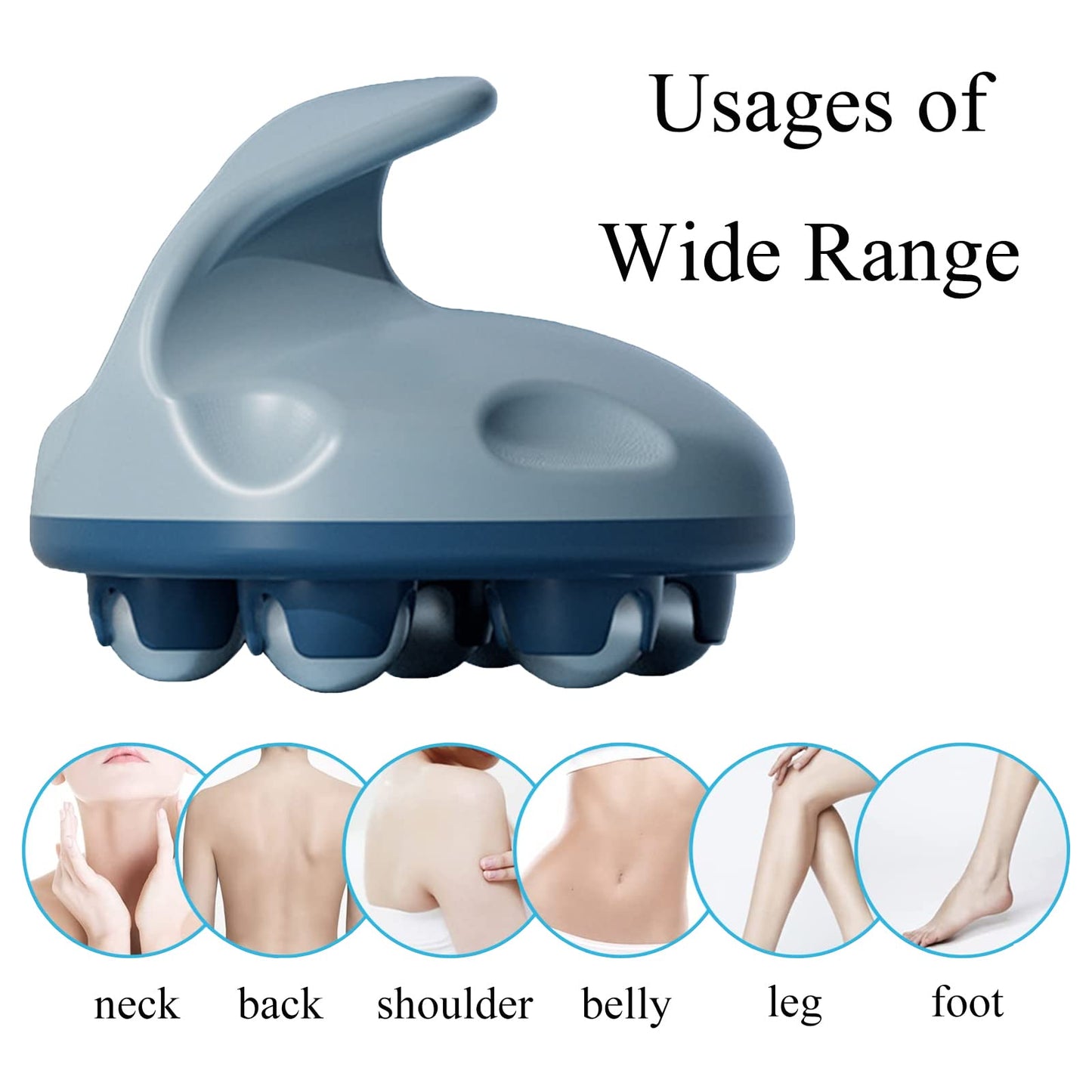 WMM Hand Held Massager, Full Body Massage Tool with Roller Ball Massager Manual 360-degree-roller for Muscle Back Neck Joint Foot Shoulder Leg Pain Relief with Portable Design