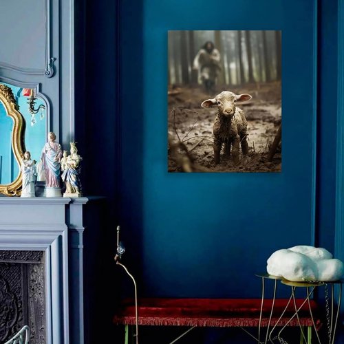 GUN SUPPLIES OUTLET LLC Christian Wall Art - Jesus with Lamb Canvas Print | 8x10 Inch Religious Decor