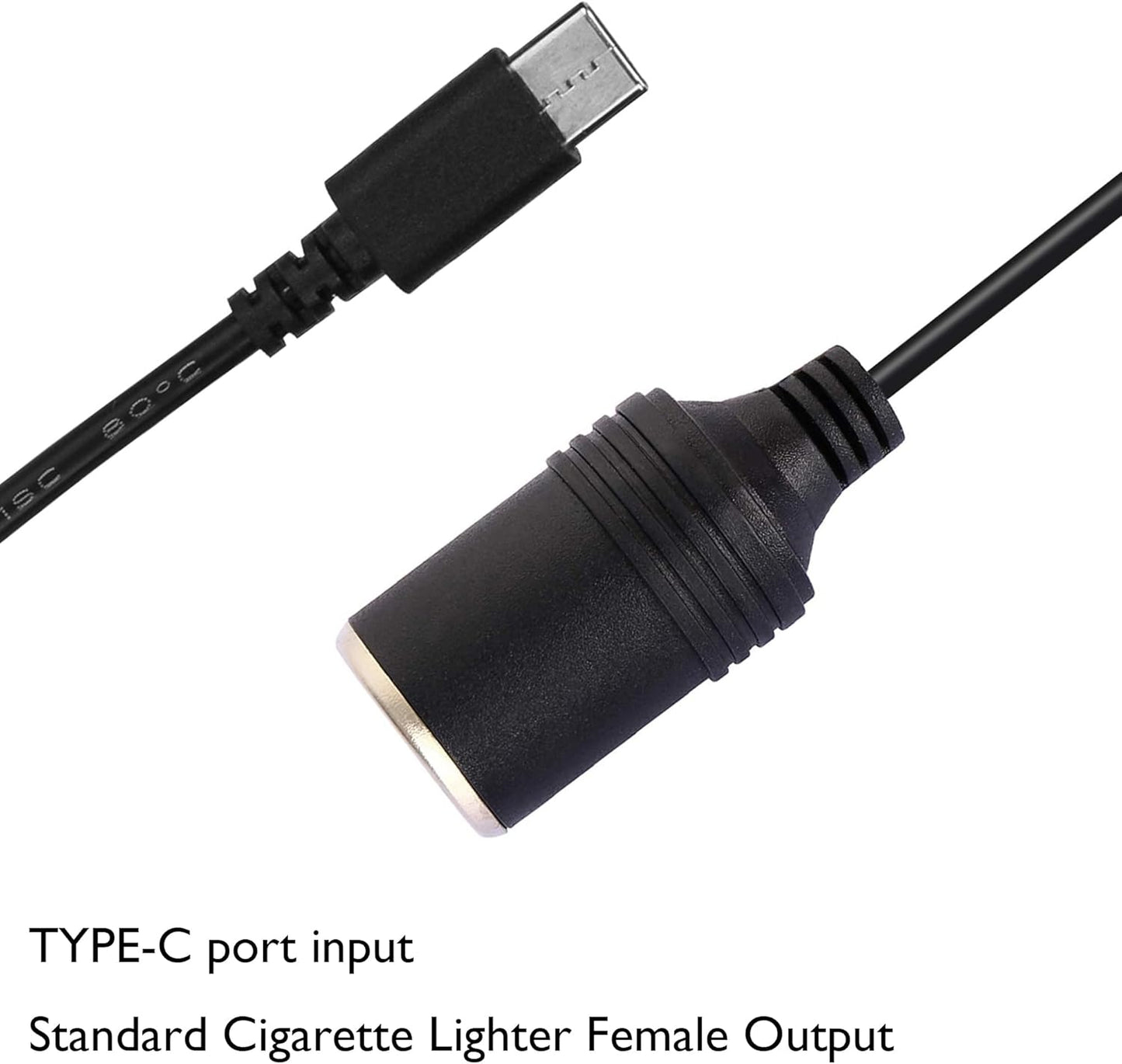 MeetUs 12V 45W~65W USB Type-C Male Plug to Car Cigarettes Adapter Female Socket PD Power Cable,Work with PD USB C