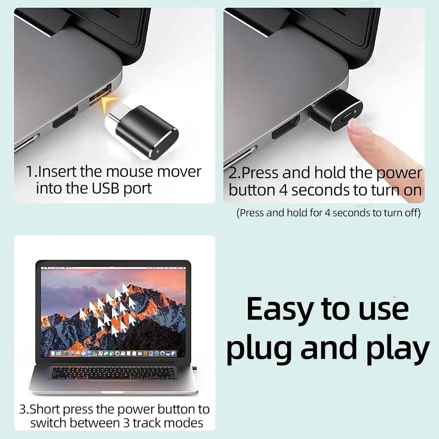 Sisyphy Undetectable USB C Mouse Jiggler with Multi-Track Modes