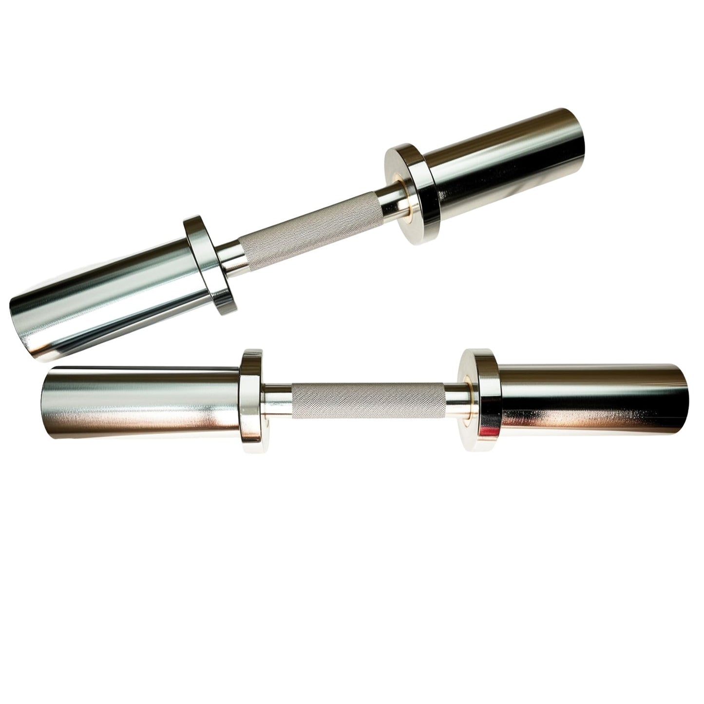 qibylift Olympic Dumbbell Handles Set of 2, Loadable Dumbbell Bars for 2 Inch Weight Plates, 16 Inch Chrome Barbell with 28mm Grip, 200 lb Capacity, Home Gym Strength Training (Chrome)
