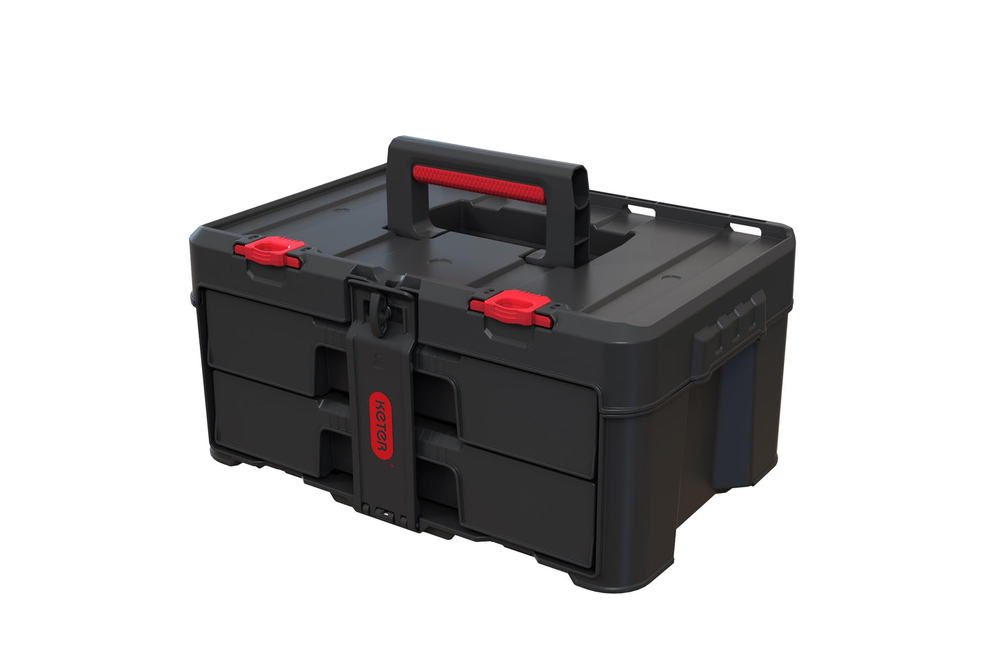 Stack N’ Roll 4-Piece Rolling Tool Storage System – Includes Large Rolling Tool Box, 2-Drawer Tool Box & 2 Tray Organizers | Modular Stackable Tool Storage with Wheels for Garage & Workshop
