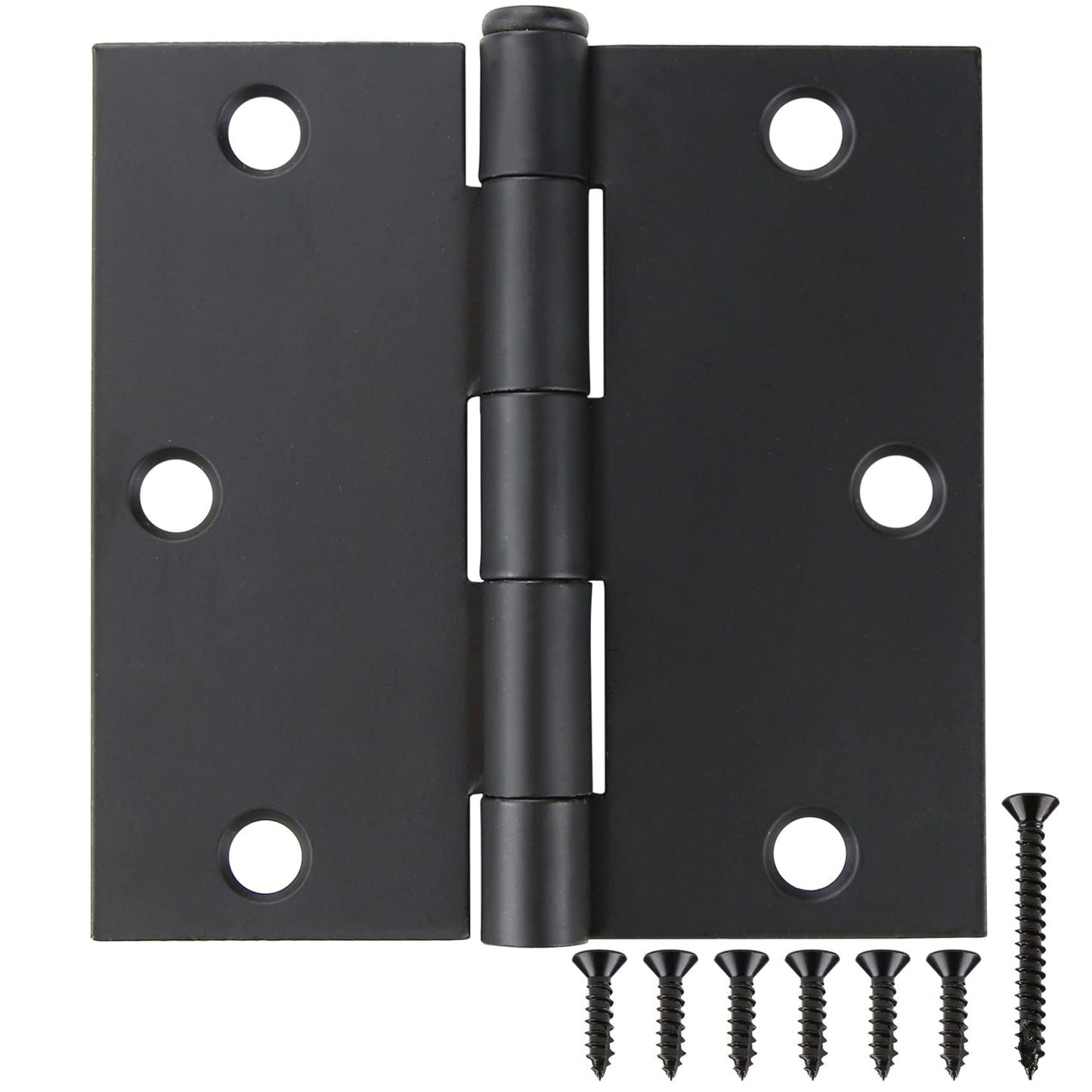 12 Pack 3 1/2 Inch Matte Black Door Hinges 3.5" Interior Square Iron Bifold Silver Standard Residential 3 ½"Satin Nickels Hinge for Doors Hardware Kit Tool Office Bedroom Study Living Room Decor