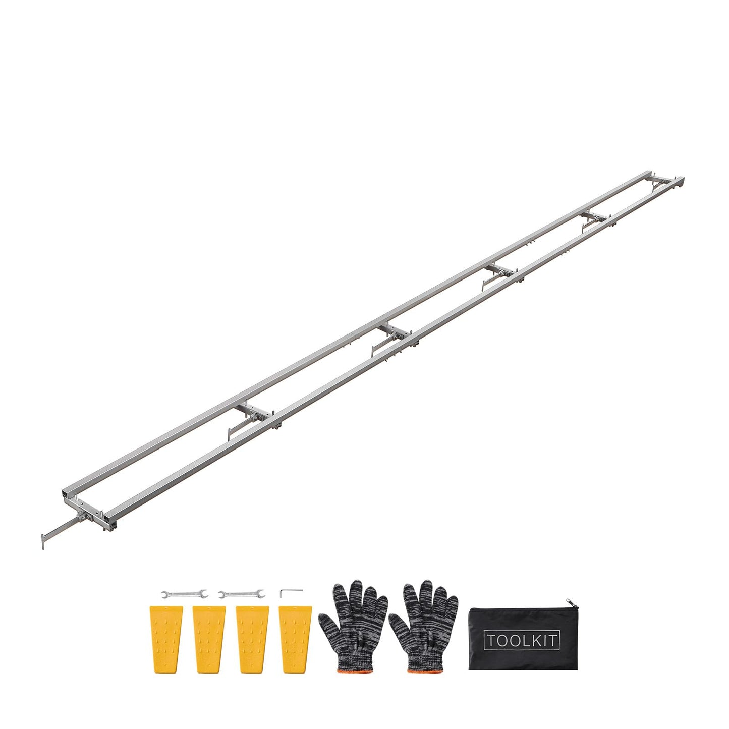 VEVOR Rail Mill Guide System, 15 ft 6 Crossbar Chainsaw Mill Kits, Aluminum Saw Milling Rails System Works with Chainsaw, 4 Wedges, Adjustable Rail Milling Guide Kit for Builders Woodworkers