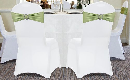 MDS Spandex Chair Sashes - Premium Stretch Covers with Buckle Slider | Universal Fit for Weddings & Events - Sage Green, Pack of 75