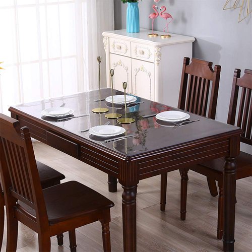 Clear Plastic Dining Table Protector 42x76 Inch Desk Pad Mat Wooden Furniture Coffee End Side Dinner Bar Table Cloth Top Protection Countertop Cover Waterproof Rectangular PVC Heat-Resisting