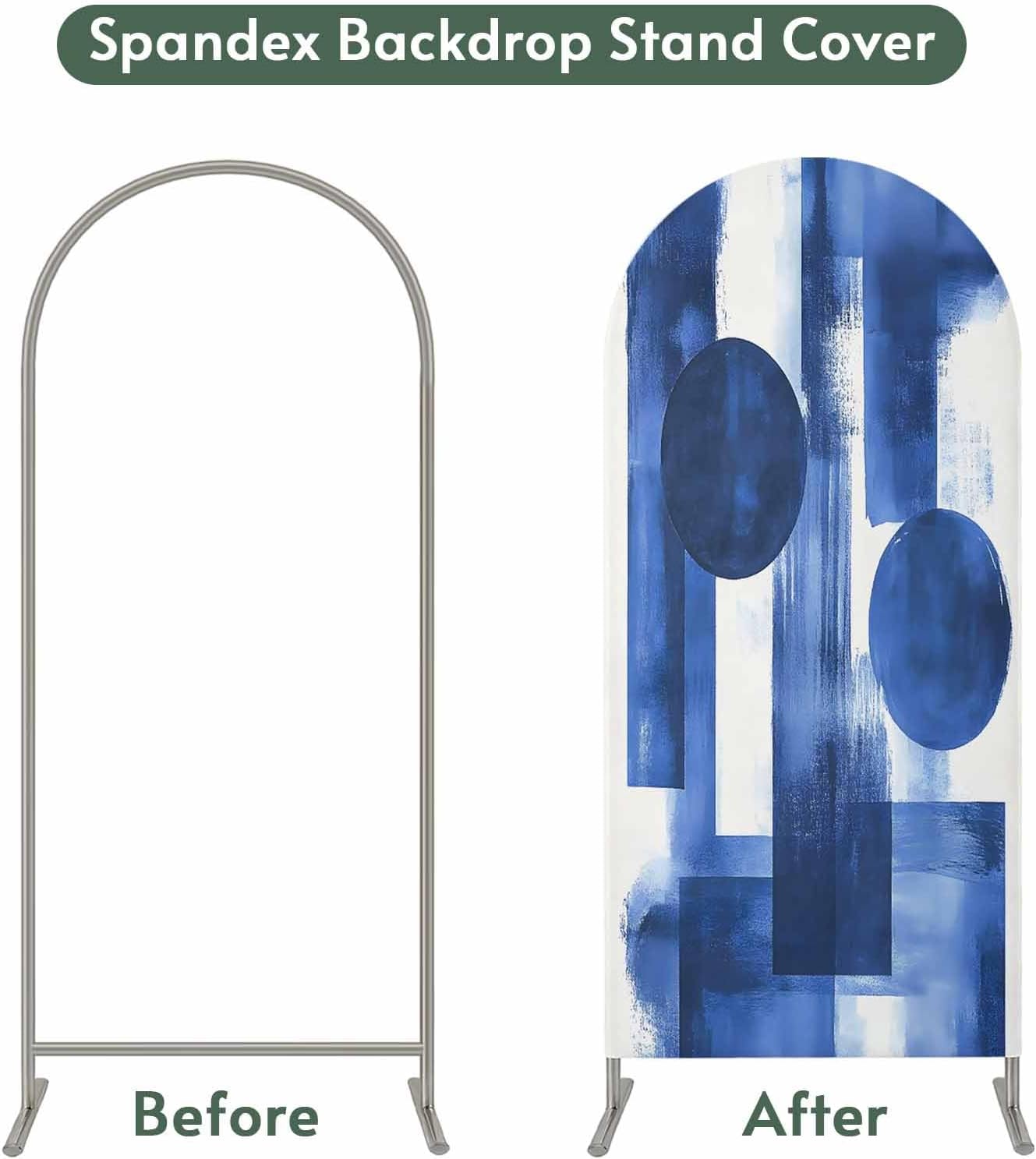 Jnbasdffb 6.6 Geometric Blue Wedding Arch Cover, Stretchy Spandex Arch Backdrop Stand Covers FT, Simple Abstract Modern