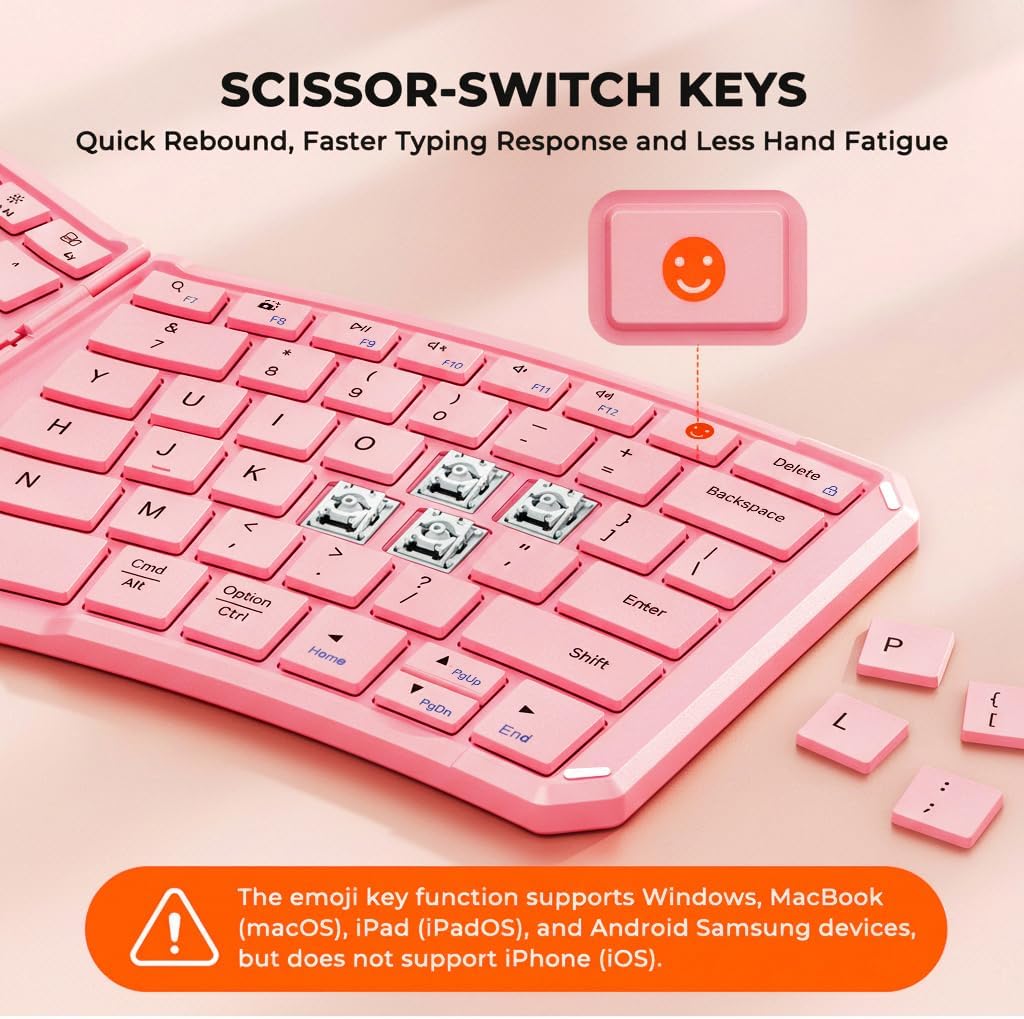 MEETION New Ergonomic Bluetooth Foldable Keyboard, Split Compact Portable Wireless Keyboard for Business Travel