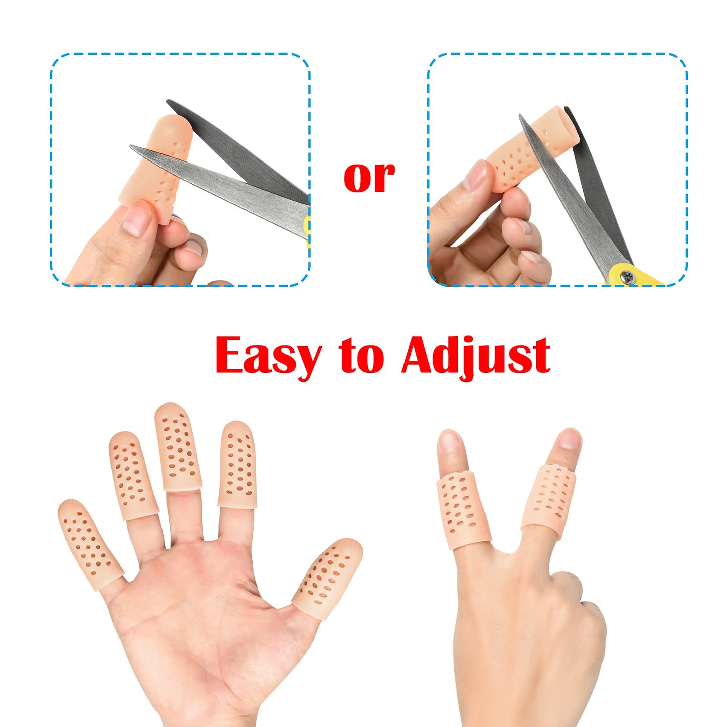 Pnrskter Gel Finger Cots, Finger Protector Support (14 PCS, Breathable NEW MATERIAL), Finger Sleeves Great for Trigger Finger, Hand Eczema, Finger Cracking, Finger Arthritis and More.