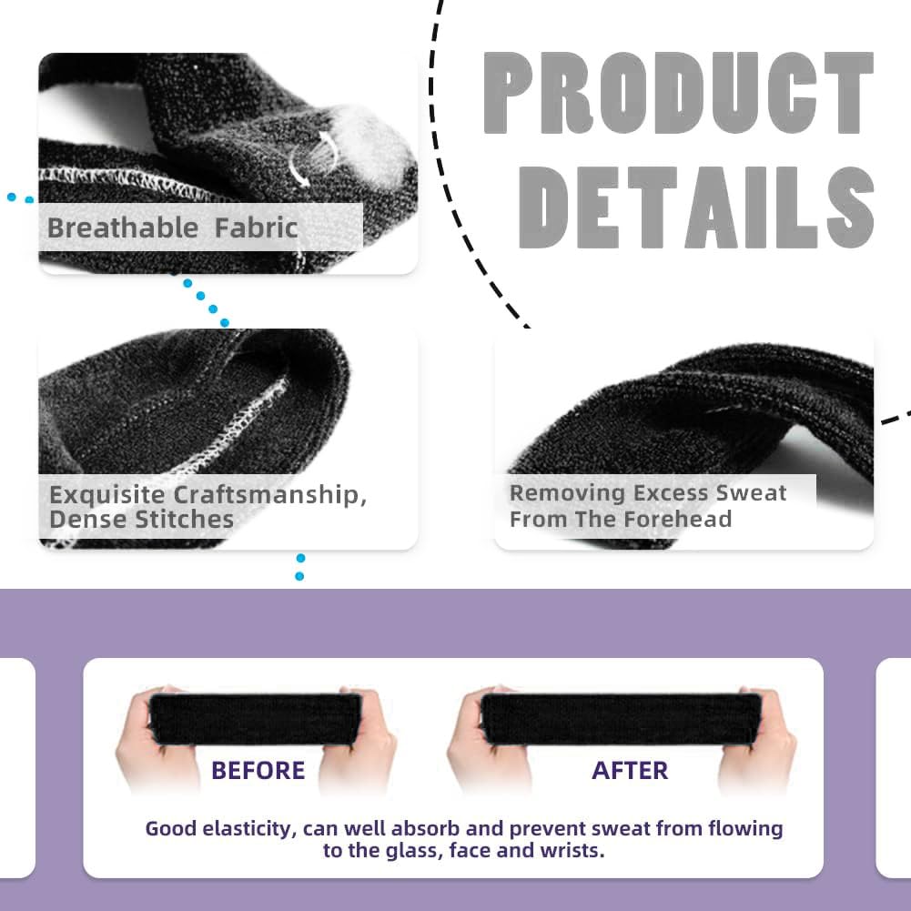 3 Pack Men & Women Sweatband Headband Terry Cloth Moisture Wicking for Sports Tennis Gym Work Out (Black)