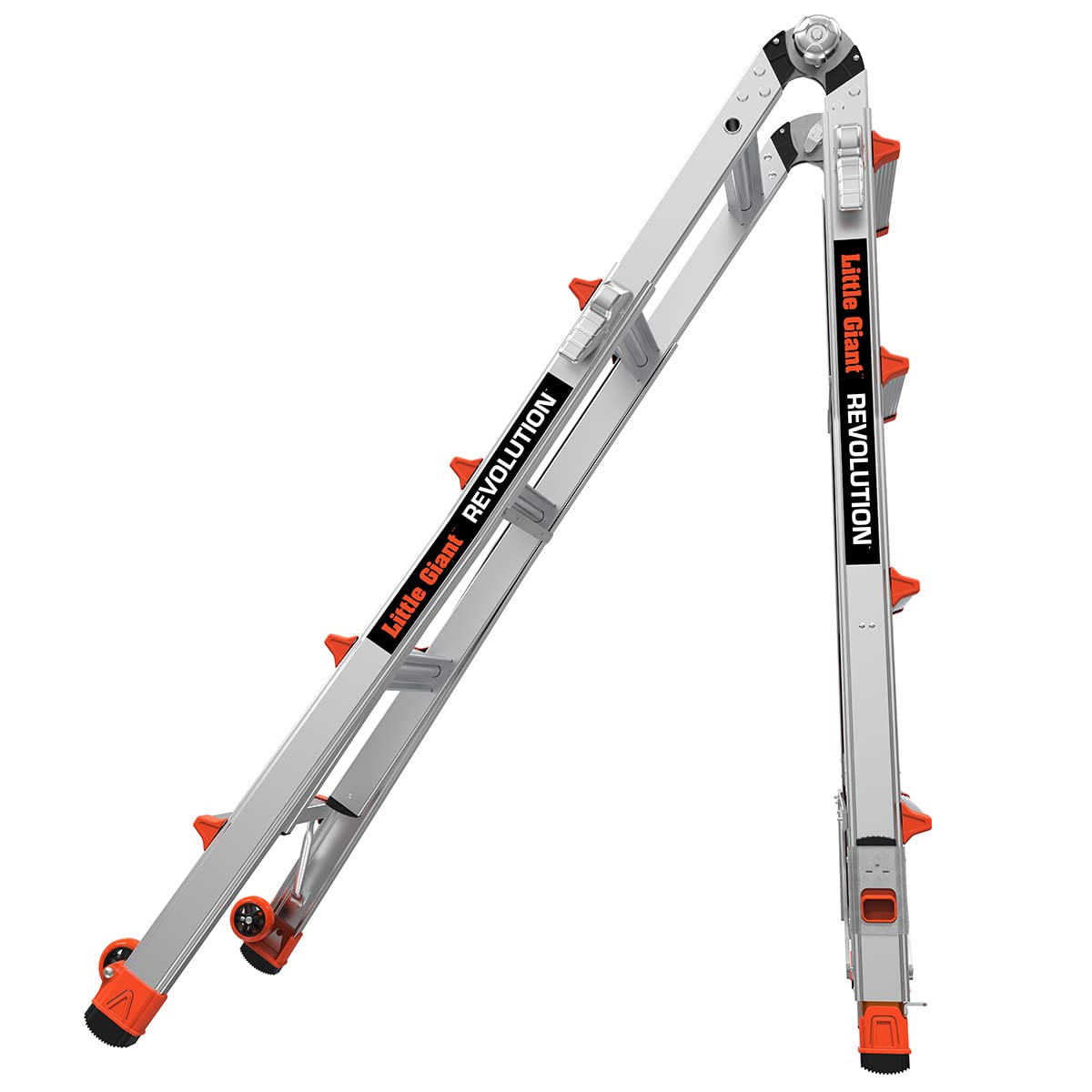 Revolution 2.0, Model 17 - ANSI Type IA - 300 lb Rated, Aluminum Articulated Extendable Ladder with TIP & Glide Wheels and Ratchet Levelers