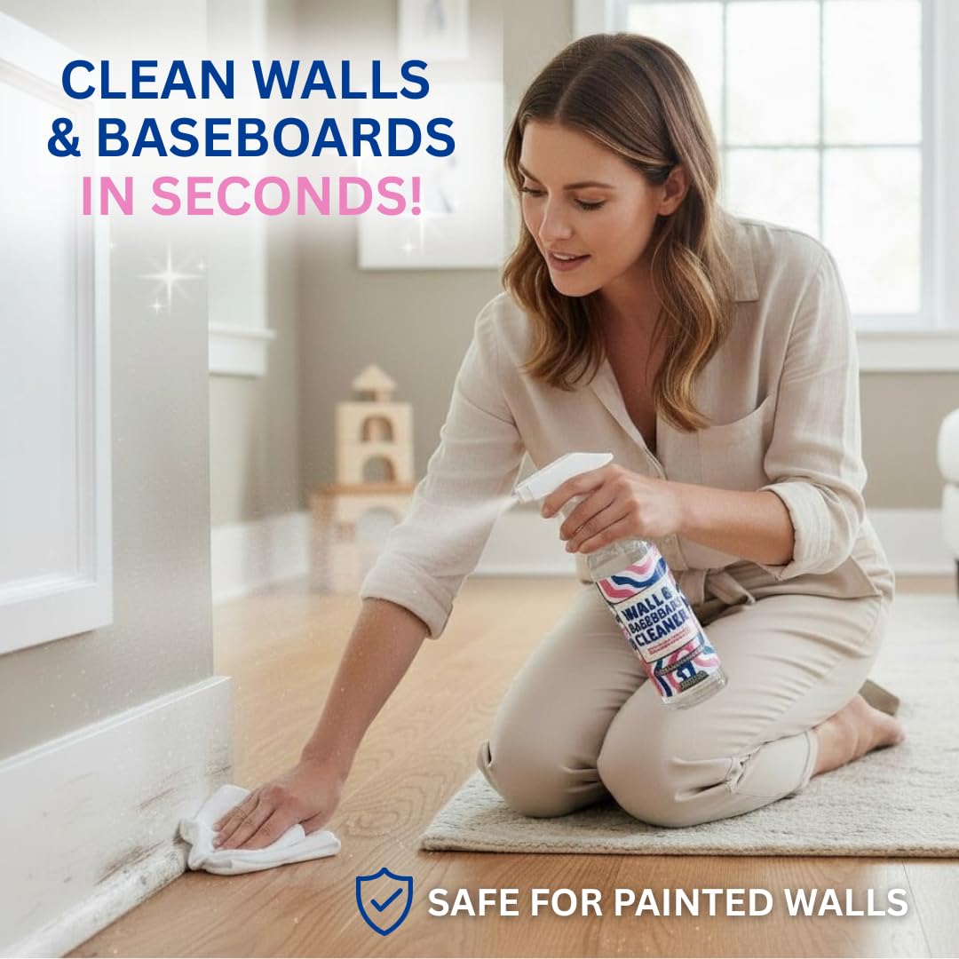 812 Wall & Baseboard Cleaner Spray – Safely Cleans Painted Walls, Baseboards, Kitchen Cabinets, Doors & More | Family & Pet Friendly | Made in America | 24oz.