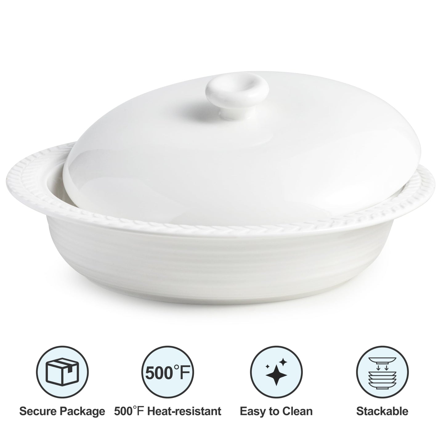 Cormomu Deep Dish Pie Pan with Lid, 11 inch Ceramic Pie Dish, Round Baking Dish for Apple, Quiche, Pot Pies, Tart, etc, Microwave, Dishwasher, and Oven Safe