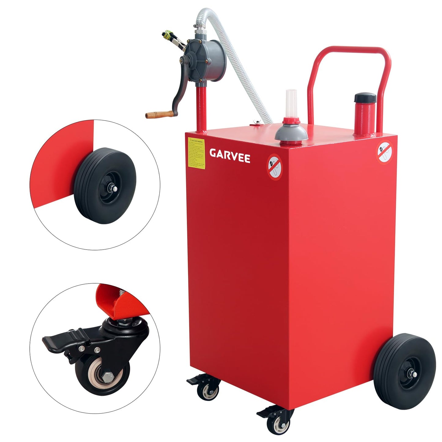 45 Gallon Portable Fuel Caddy with 4 Wheels & Manual Pump, Heavy Duty Gas Storage Tank for Gasoline & Diesel, Ideal for Trucks, Boats, ATVs, Lawn Mowers