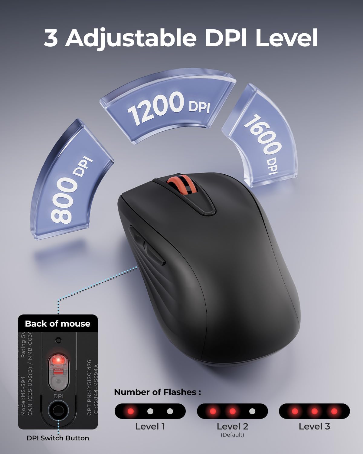 wegear WL500 2.4G 6 Rechargeable Silent Wireless Mouse, Quiet Click, USB Cordless Computer Mouse with Buttons
