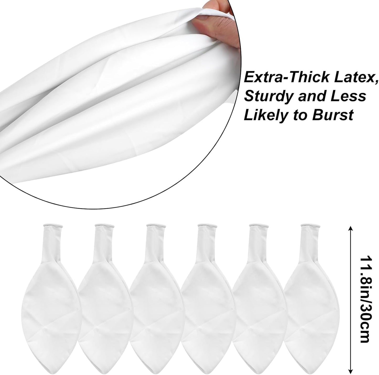 RUBFAC 36-Inch White Giant Balloons - Jumbo Latex Balloons for Weddings, Birthdays & Parties