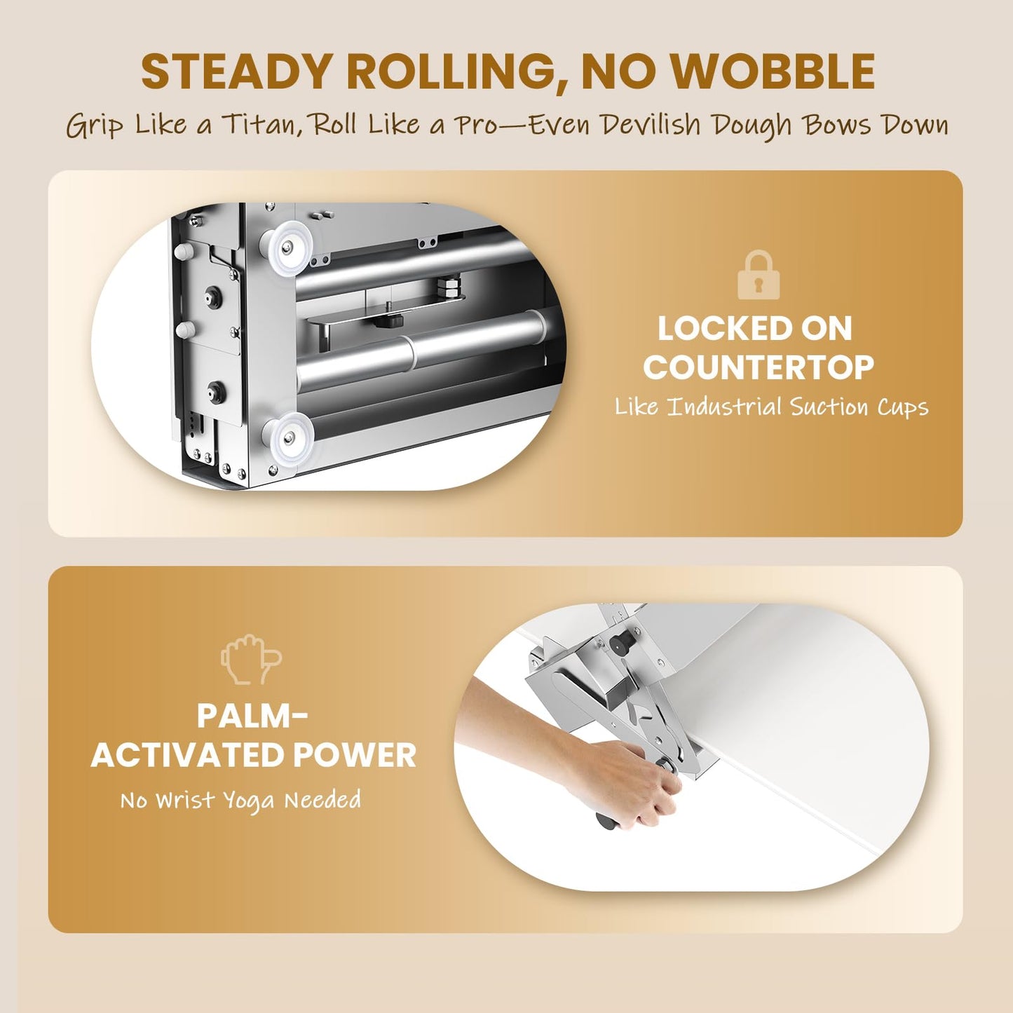Huanyu Folding Dough Sheeter with 10 Adjustable Thickness Settings for Home and Commercial Bakeries, Stainless Steel 12" and 15" Bundle