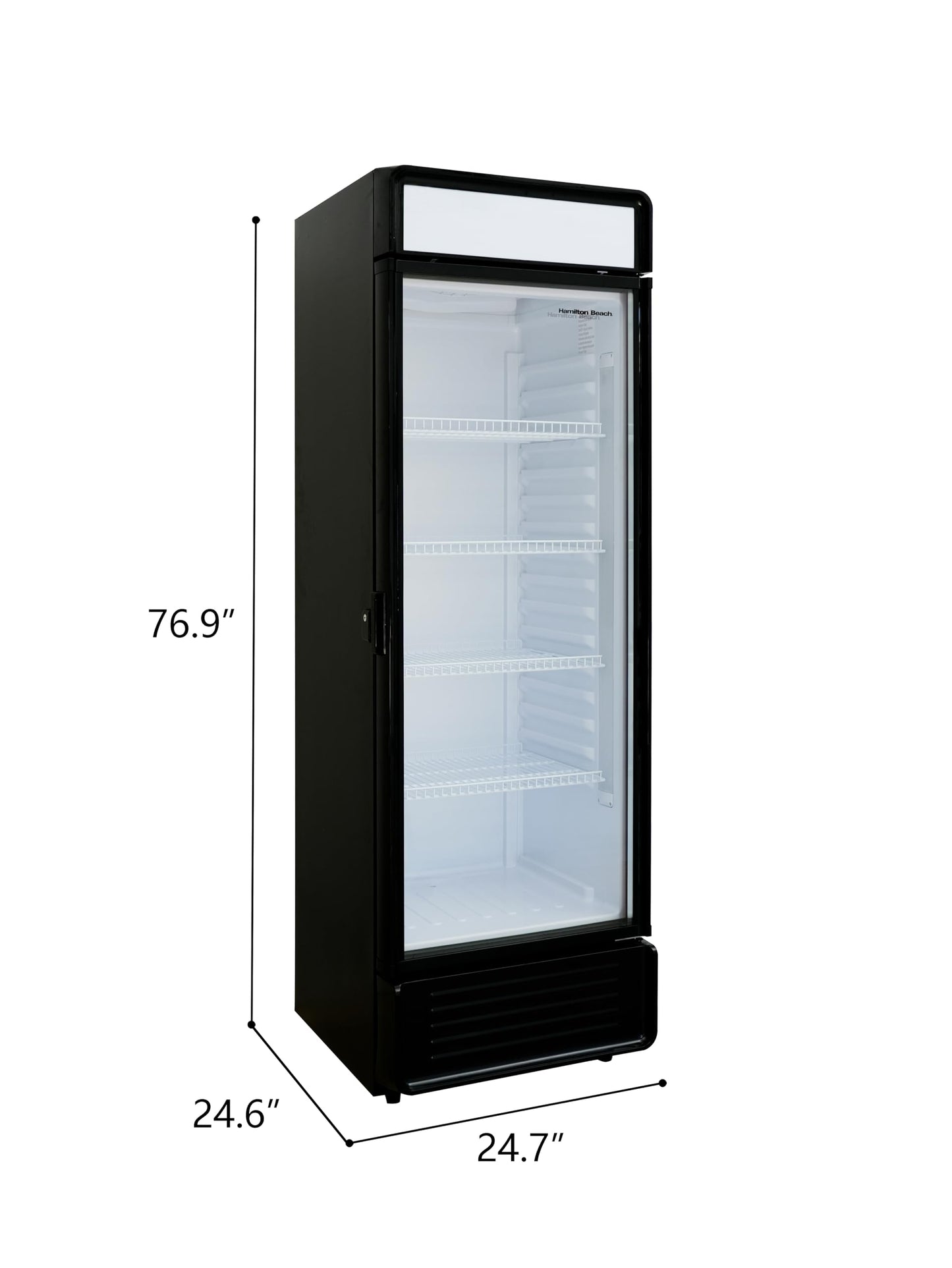 Hamilton Beach, 13.3 Cu. Ft. Commercial Glass Door Display Merchandiser Refrigerator Cooler, ETL, Black