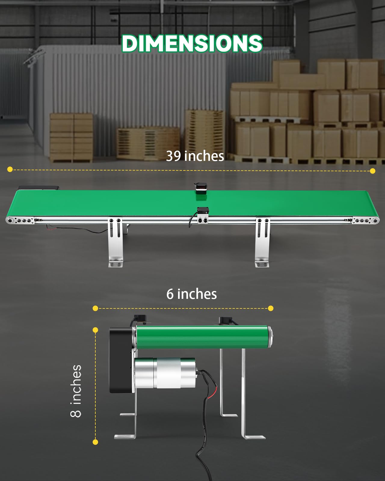 Moonshan Belt Conveyor 39 inch Conveyor with Sensor, Multi Operation Program, Desktop Version Step-Less Speed Adjustment PVC Belt Conveyor for Packaging Factory, Production Line, Home