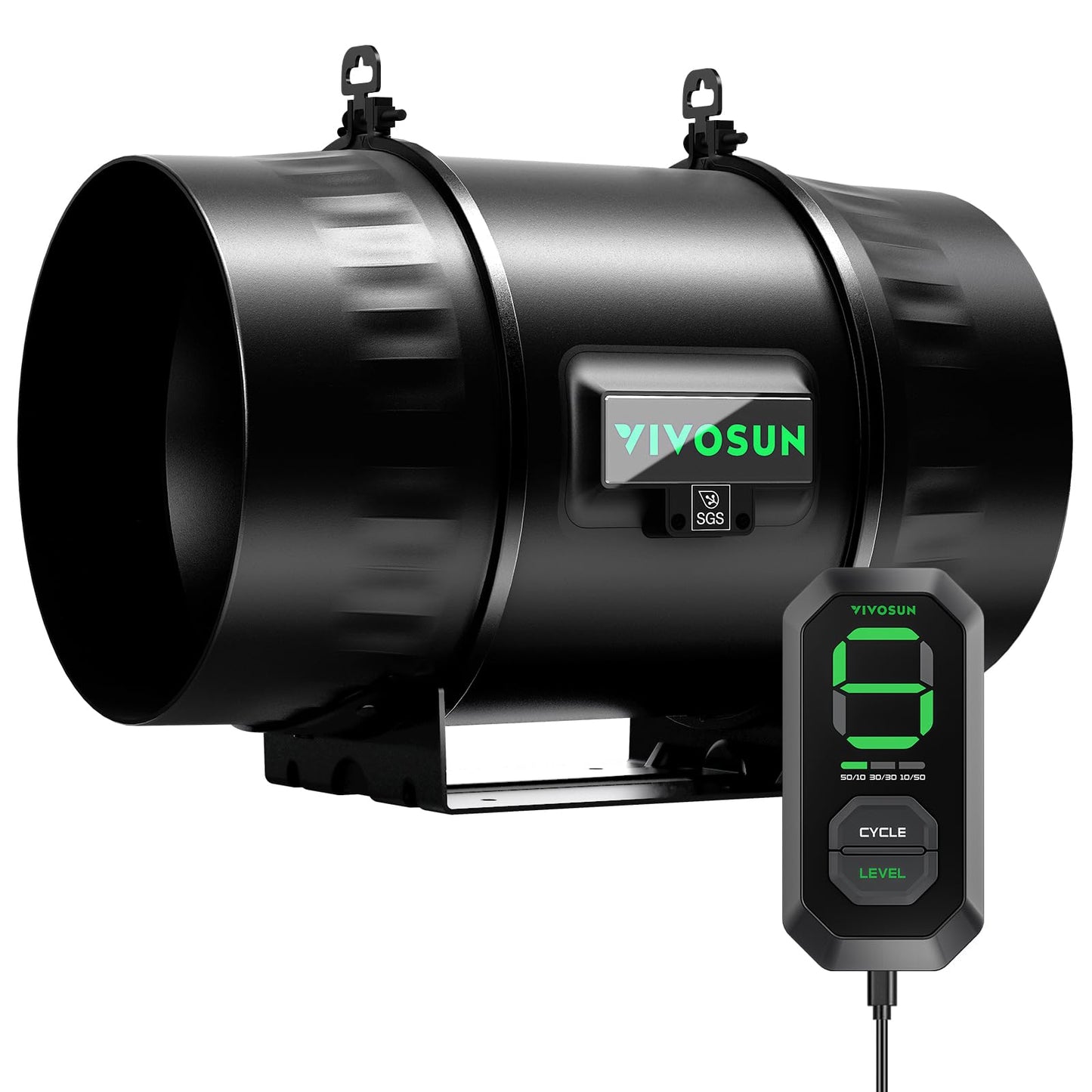 VIVOSUN T8 8" Inline Duct Fan & 3 Cycle Modes E12 Speed Controller, AeroZesh Grow Tent Kit Ventilation Fan with 832 CFM EC Motor, Programmable Exhaust Fan for Heating Cooling Booster, Hydroponics