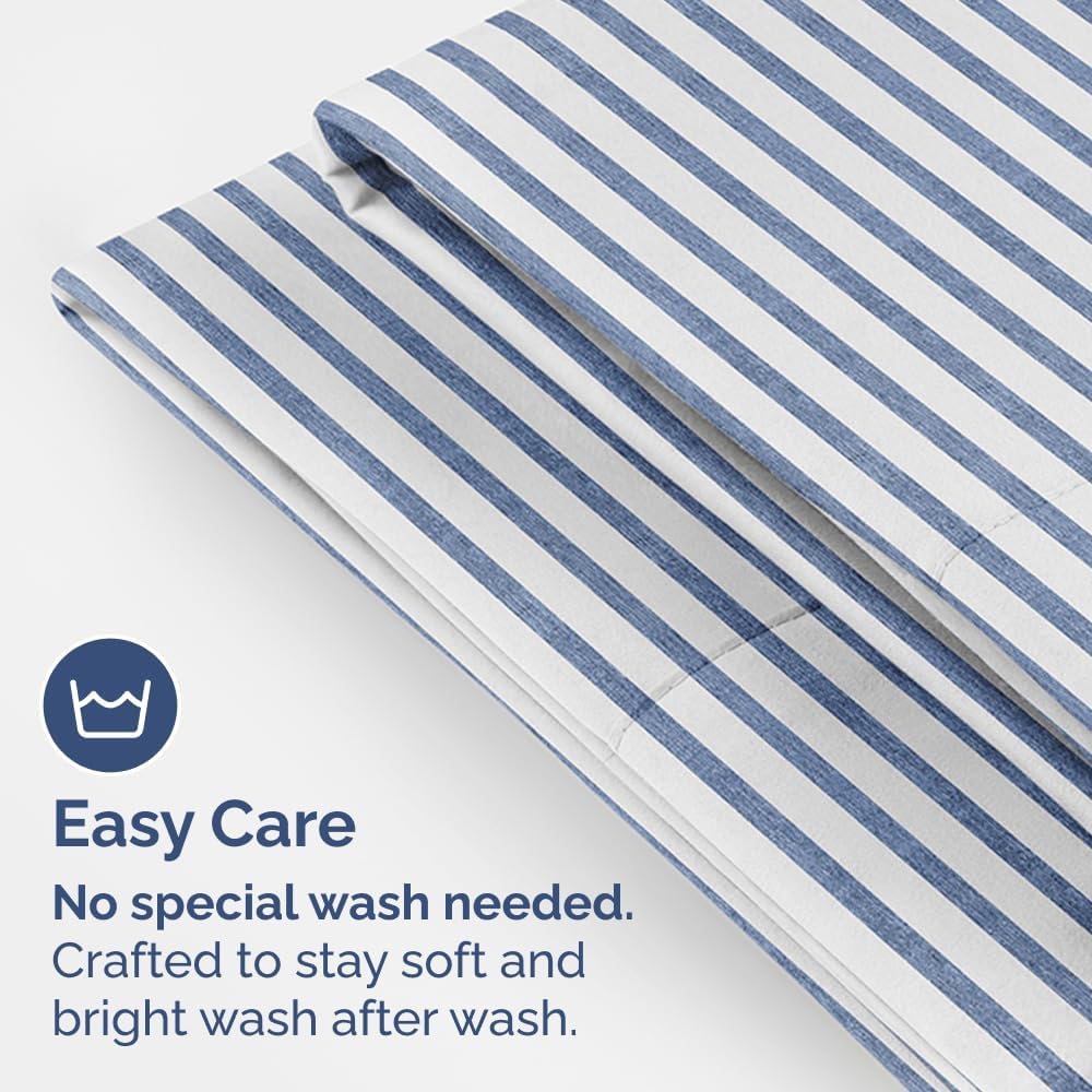 Skiennix Body Pillowcases Set of 4 | Soft & Breathable 20x54 Long Pillow Covers - Fade-Free, Machine Washable (Blue Stripes)