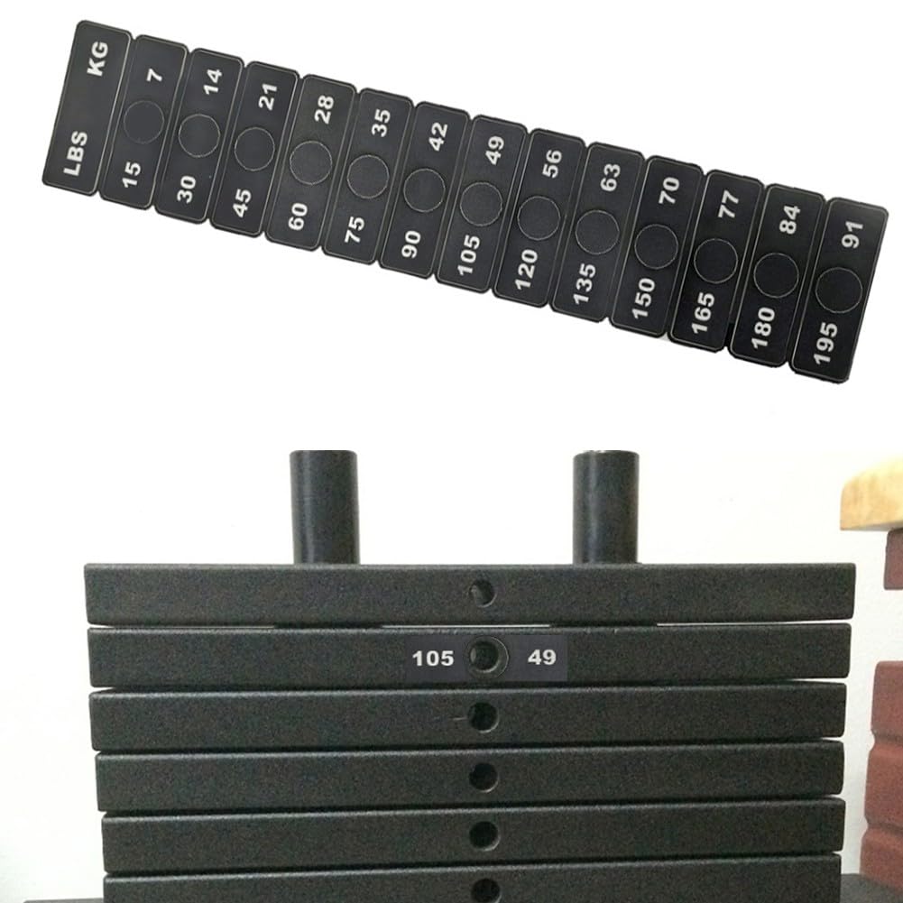 Gym Weight Stack Number Stickers for Fitness Equipment PP Plastic Labels for 15-195 lbs Training Weights Clear Marking for Quick Identification