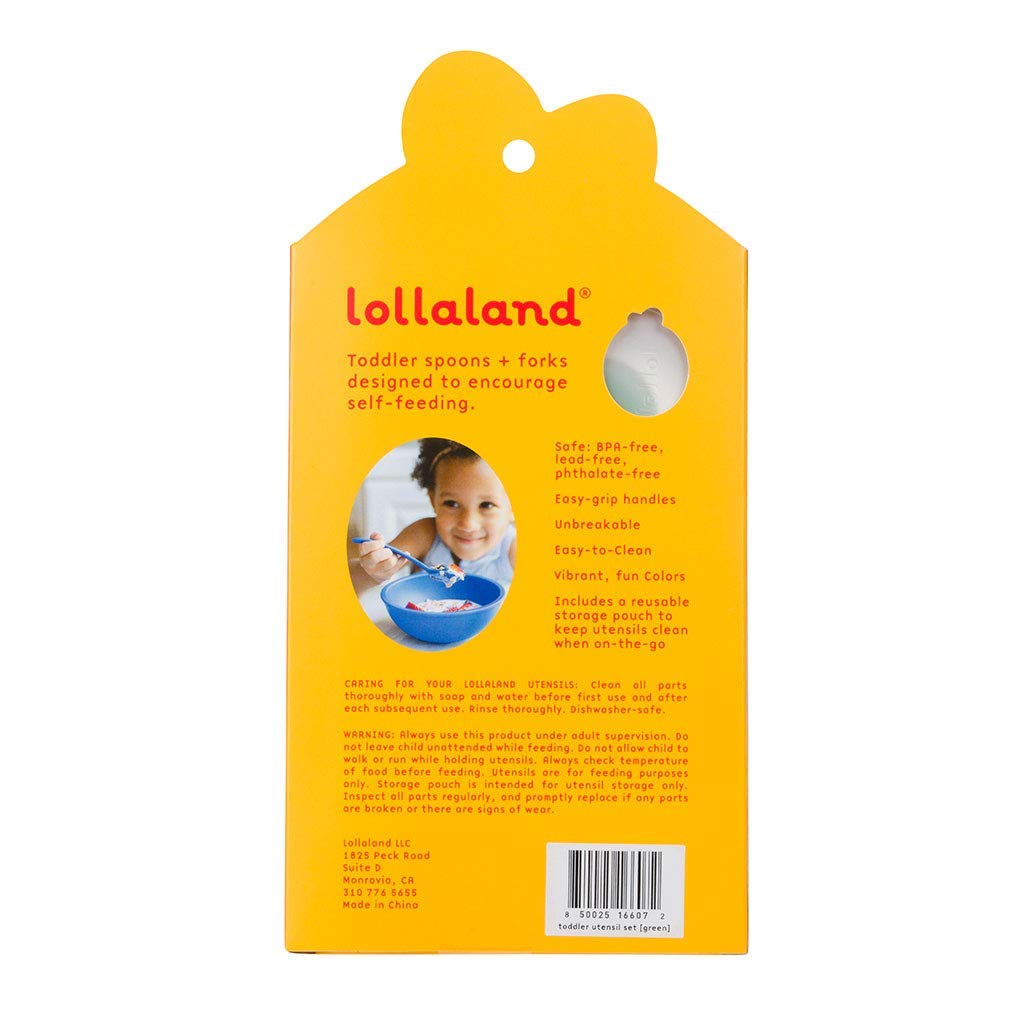Lollaland 5 Piece Plastic Toddler Silverware Spoon and Fork Utensil Set - Reusable Toddler Cutlery With Hygienic Travel Pouch (Red) - 1 SET