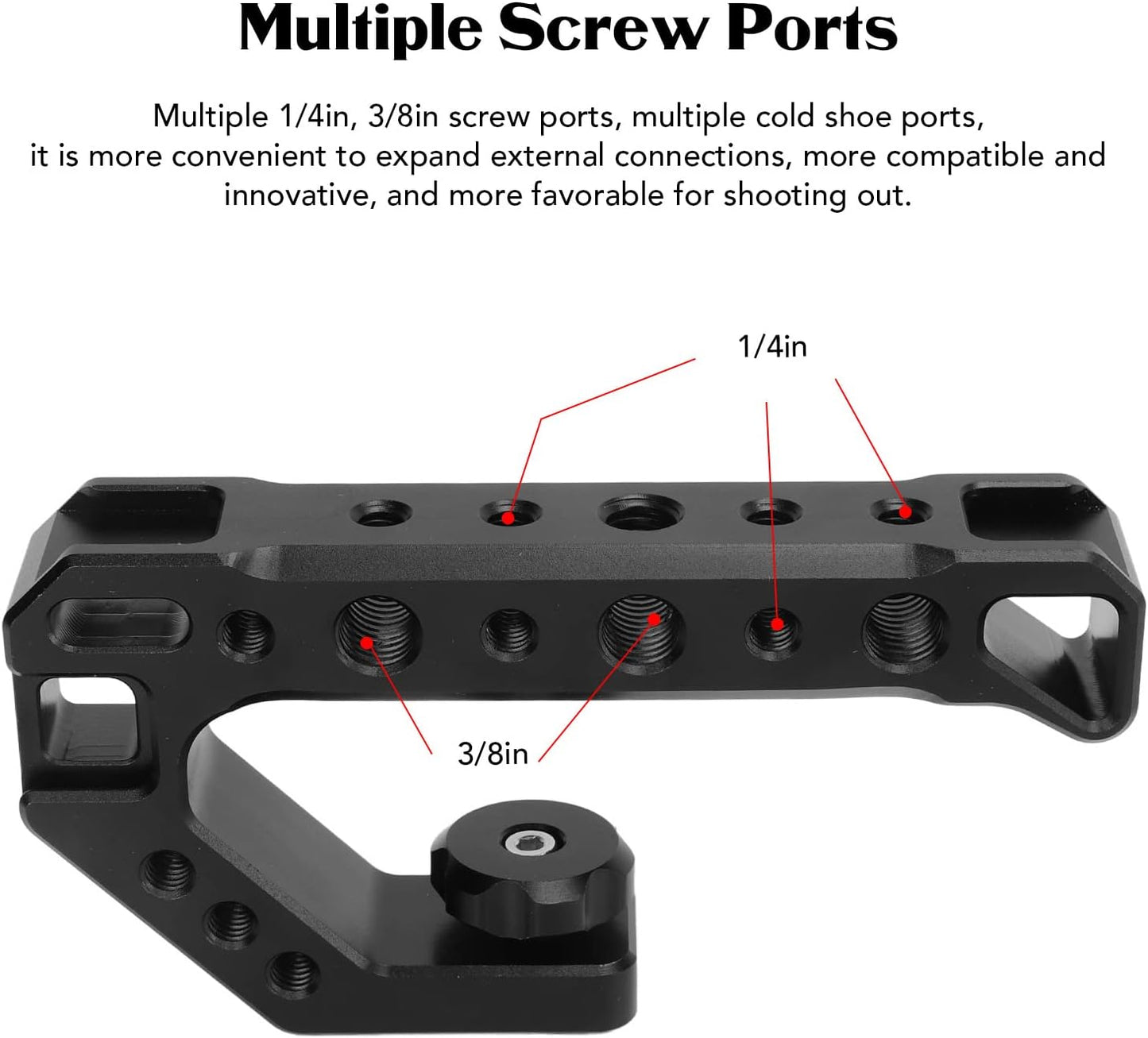 YuRui TENG SLR Camera Top Handle Grip for Mirrorless Cameras, Ergonomic Design with Multiple Screw Ports and Cold Shoe